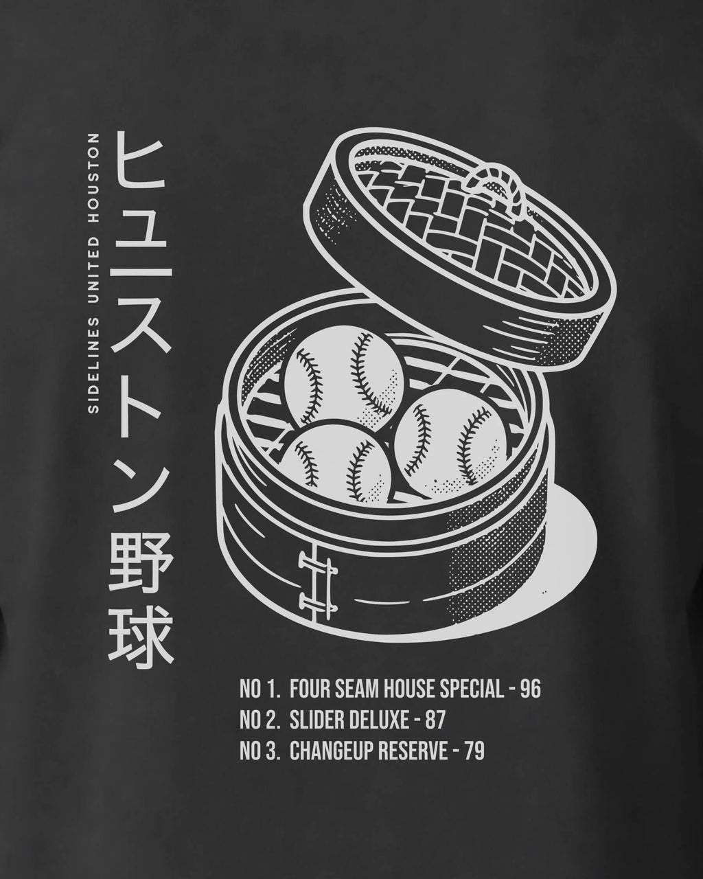 HOU Dim Sum Tee - Washed Black / White - Zoom