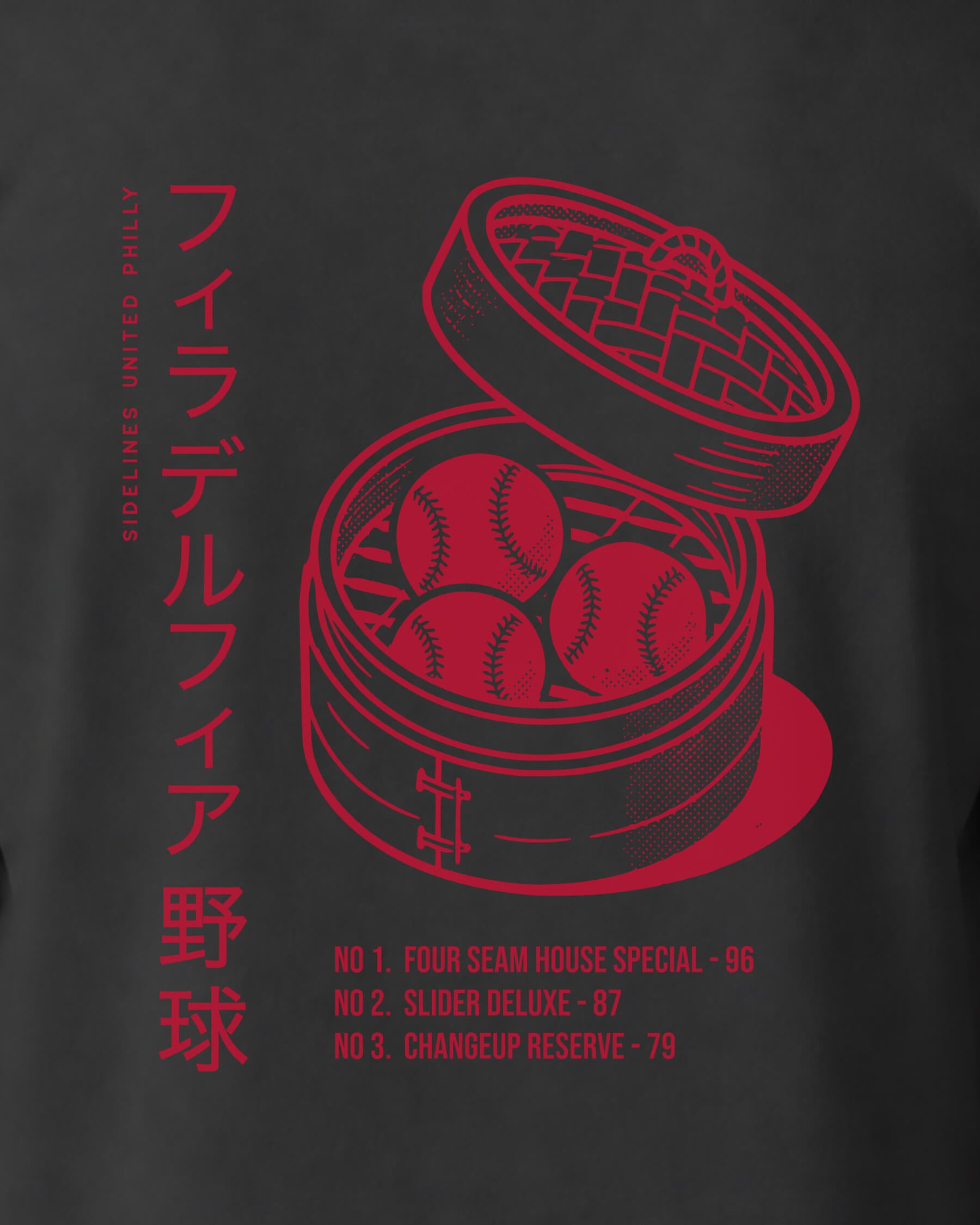 Philly Dim Sum Tee - Washed Black / Red - Zoom