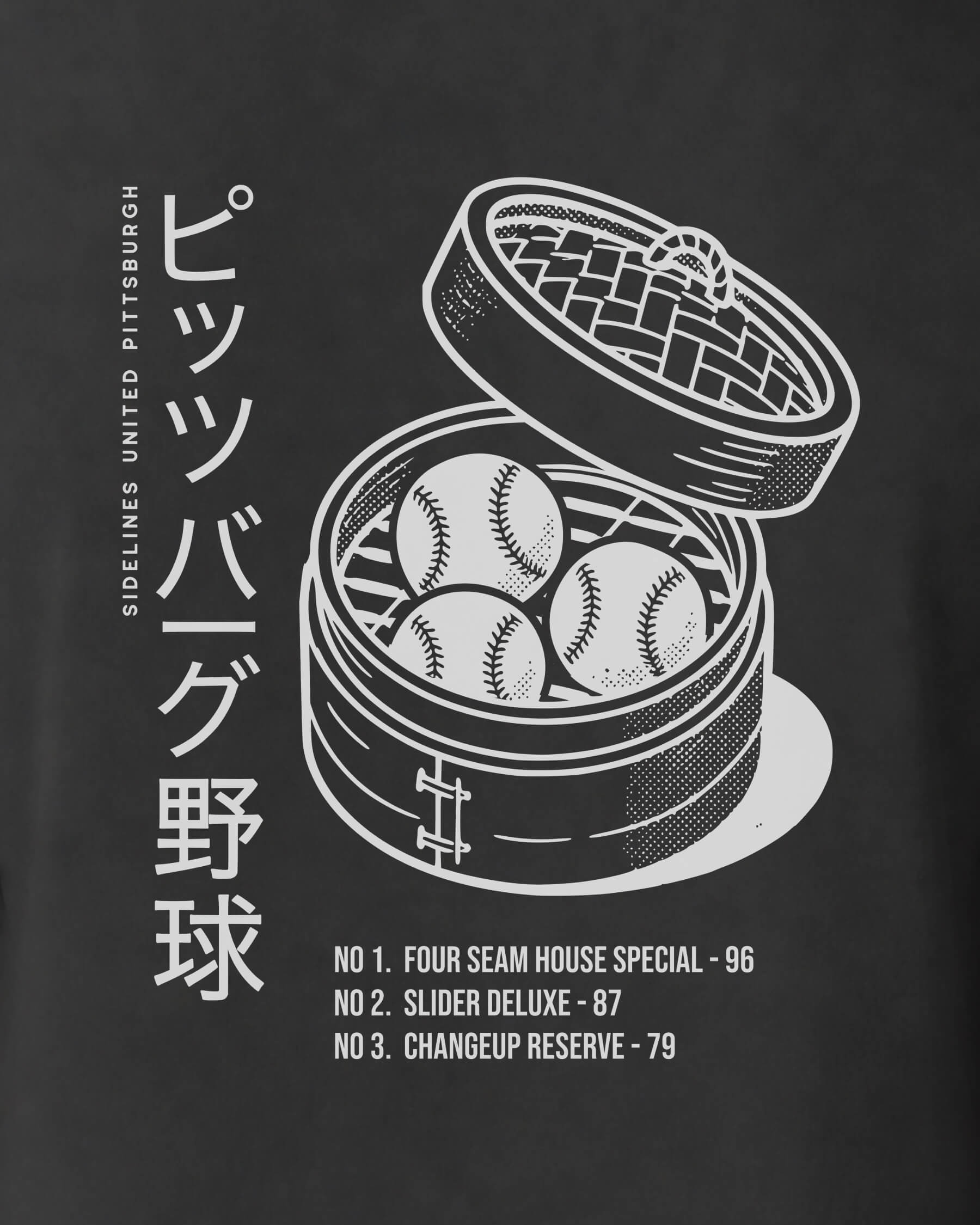 PGH Dim Sum Tee - Washed Black / White - Zoom