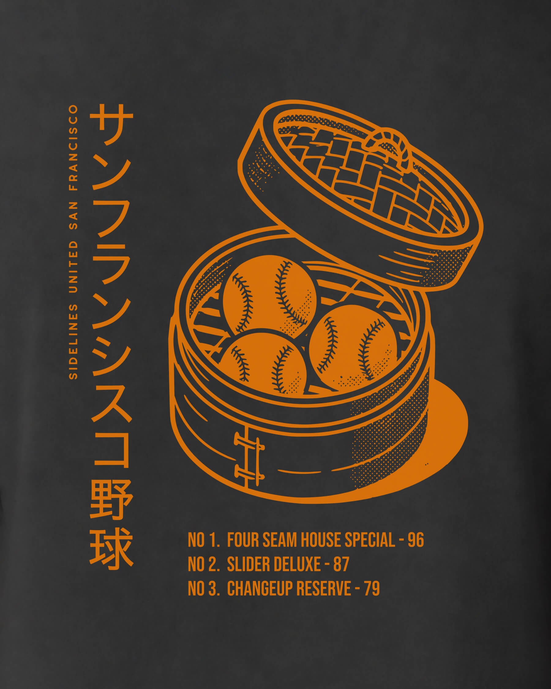 SF Dim Sum Tee - Washed Black / Orange - Zoom