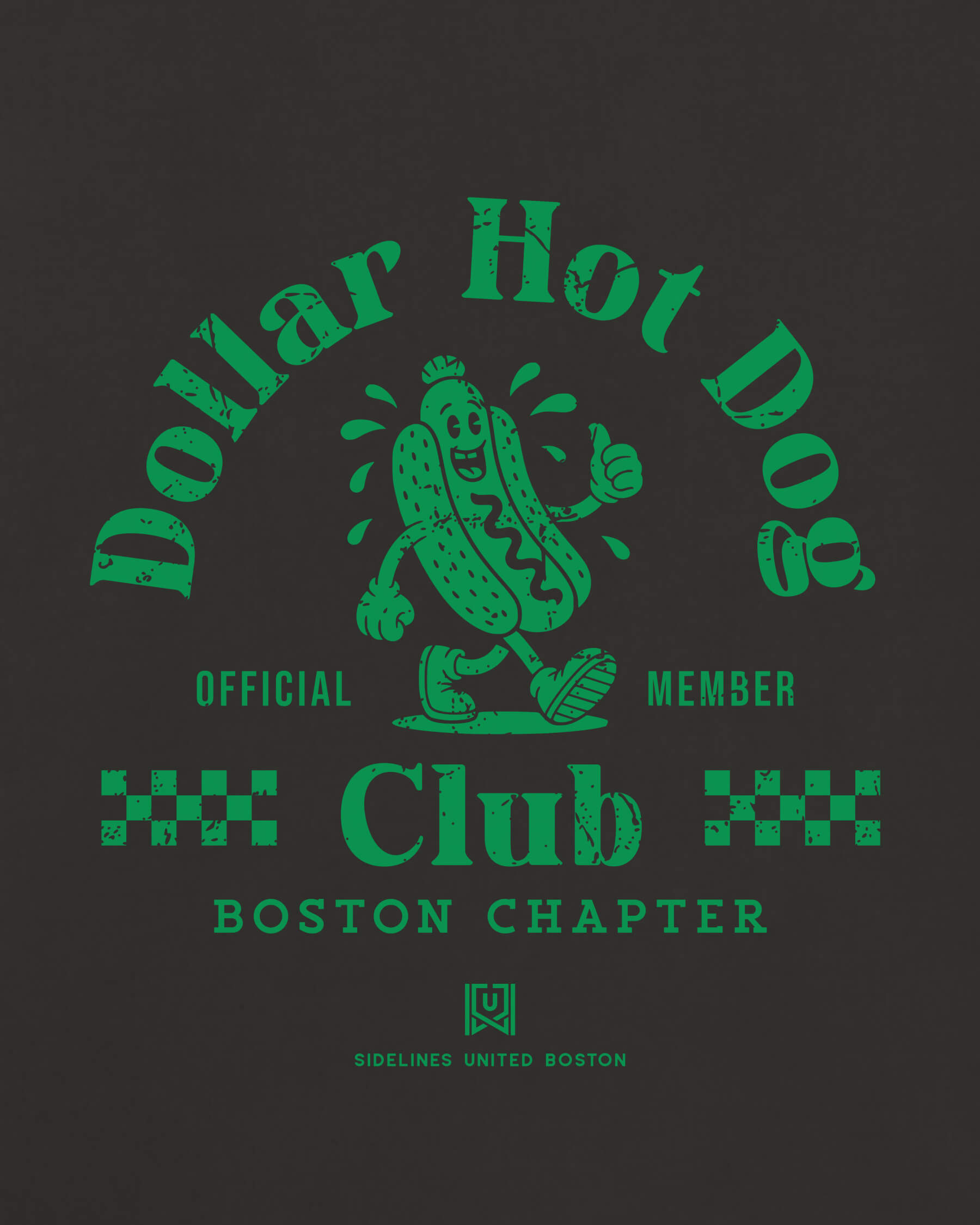 BOS Dollar Hot Dog Club Tee - Washed Black / Green - Zoom