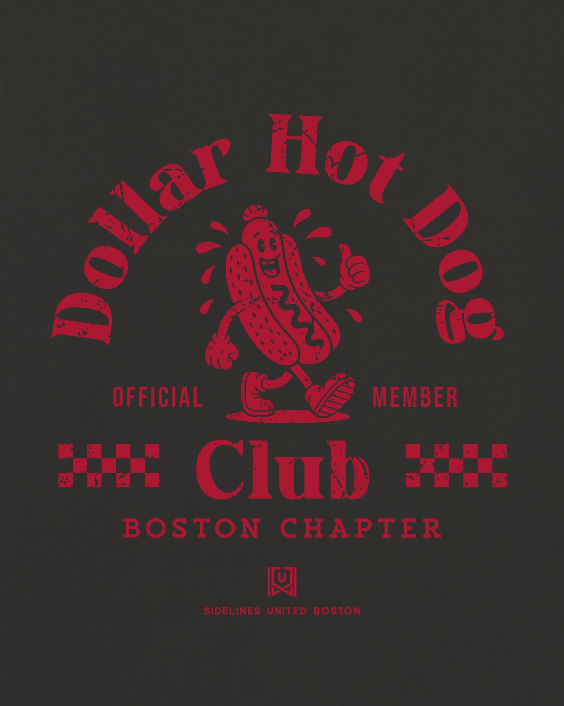 BOS Dollar Hot Dog Club Tee - Washed Black / Red - Zoom