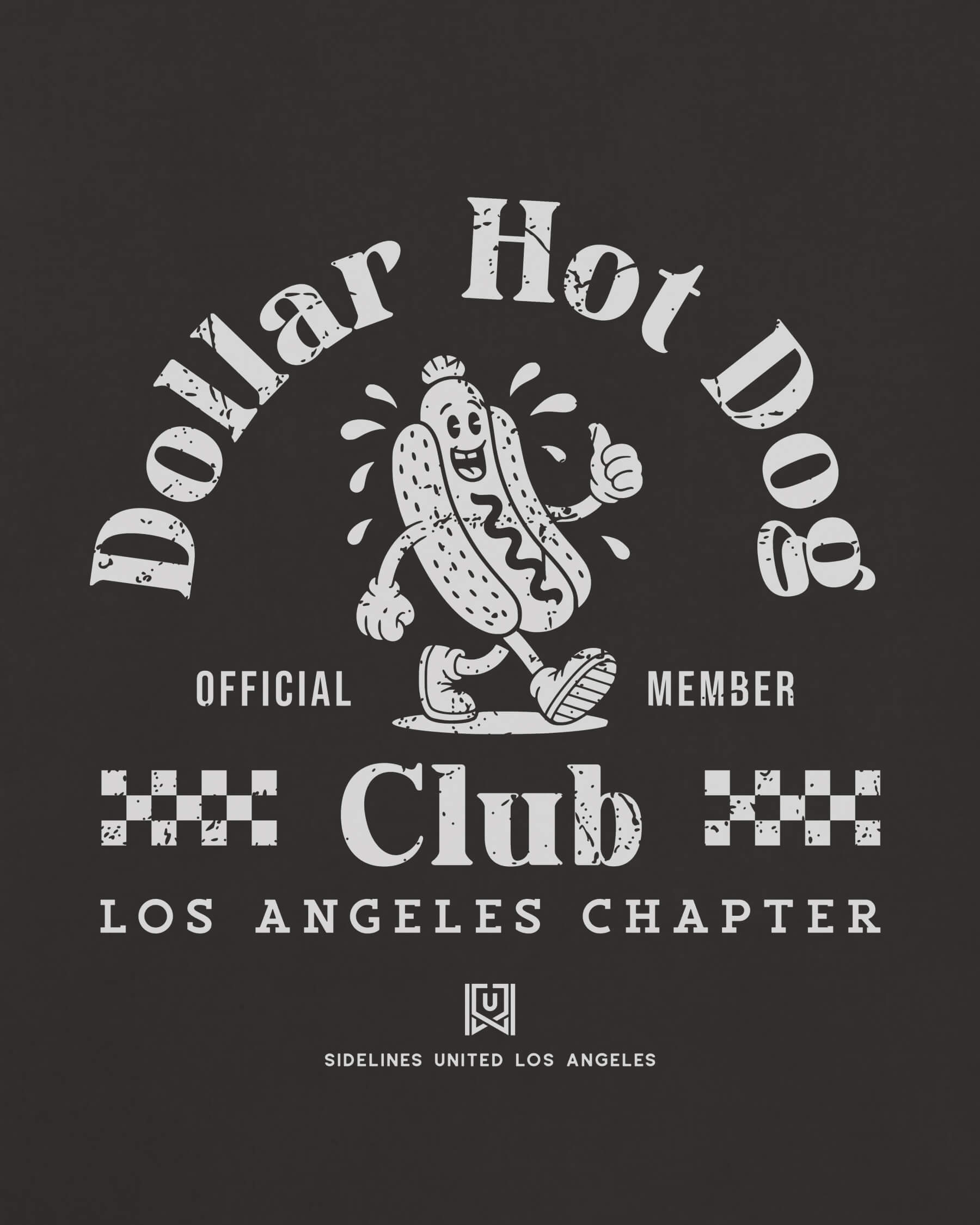 LA Dollar Hot Dog Club Tee - Washed Black / White - Zoom
