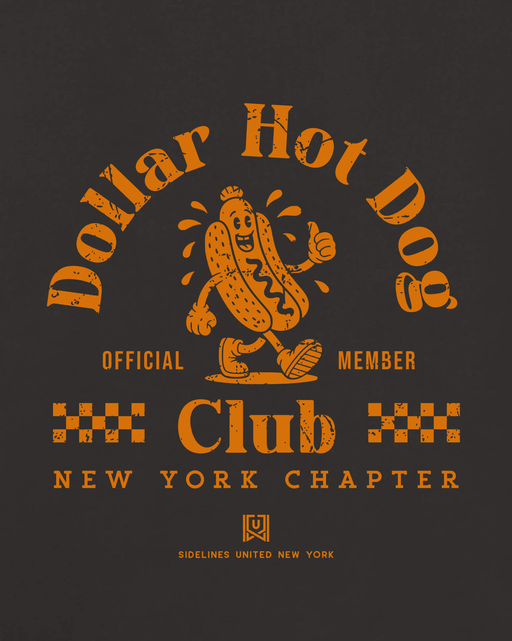 NY Dollar Hot Dog Club Tee - Washed Black / Orange - Zoom