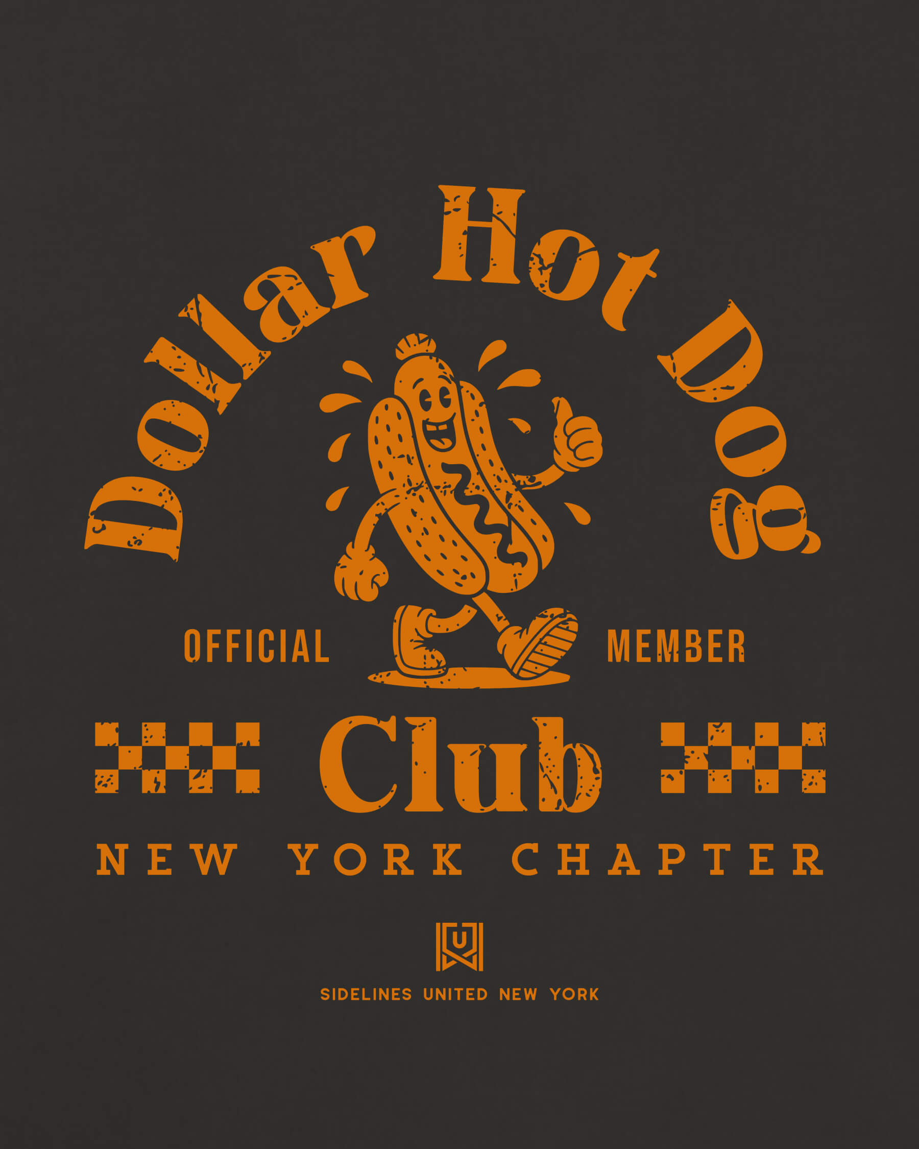 NY Dollar Hot Dog Club Tee - Washed Black / Orange - Zoom