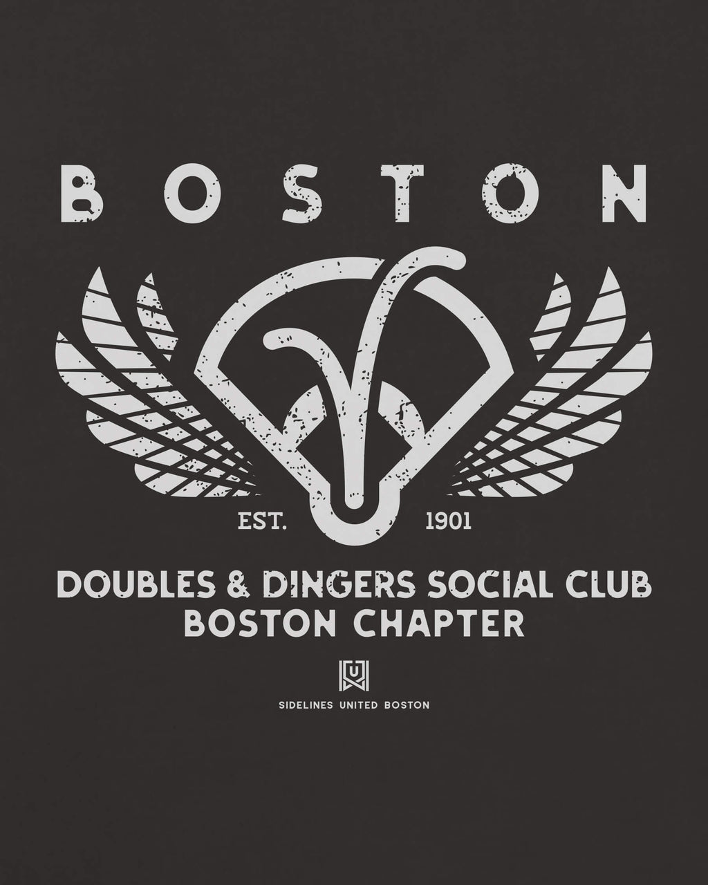 BOS Doubles & Dingers Tee - Washed Black / White - Zoom