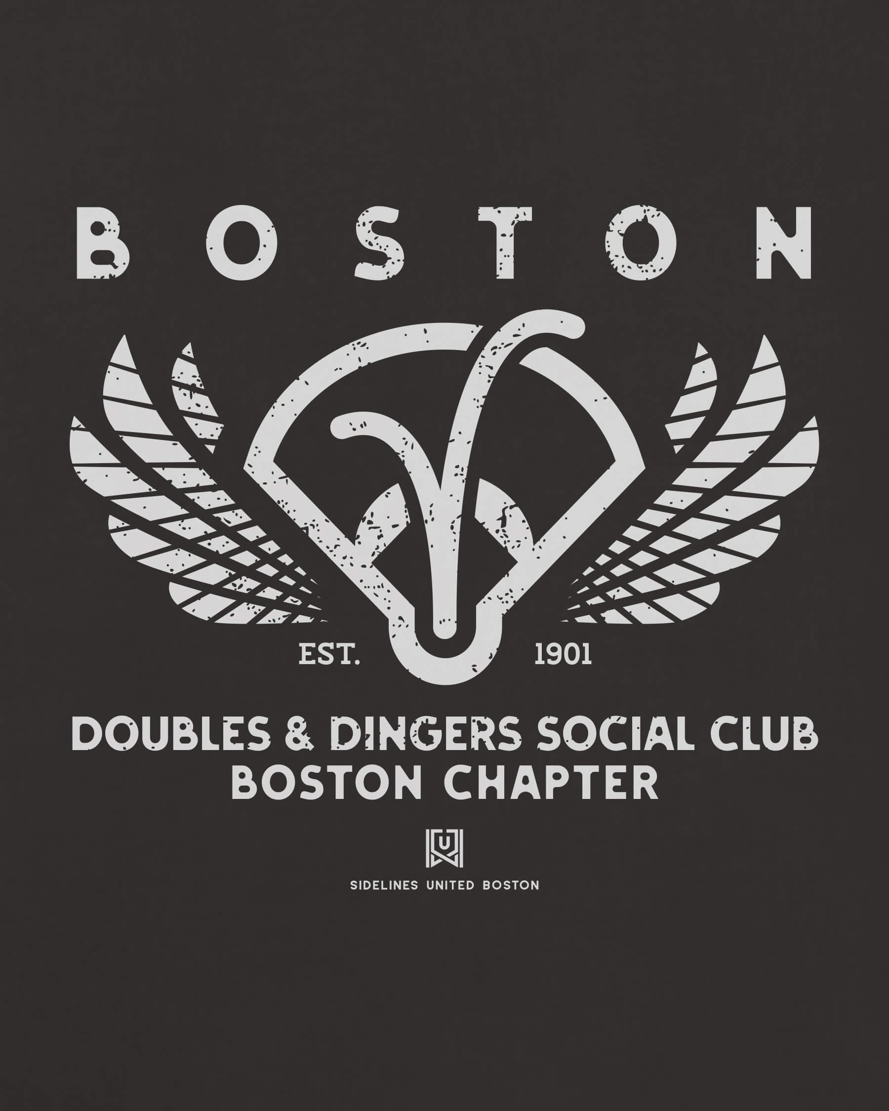 BOS Doubles & Dingers Tee - Washed Black / White - Zoom
