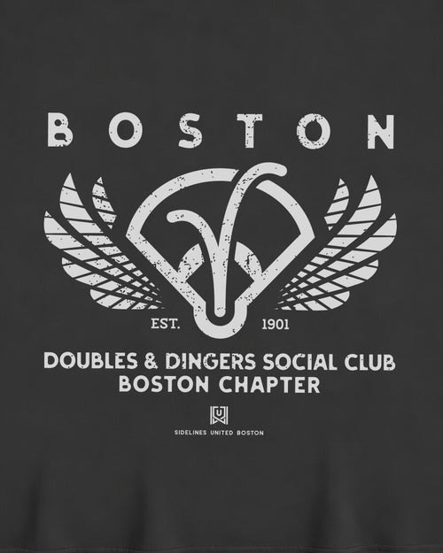 BOS Doubles & Dingers Tee - Washed Black / White - Zoom