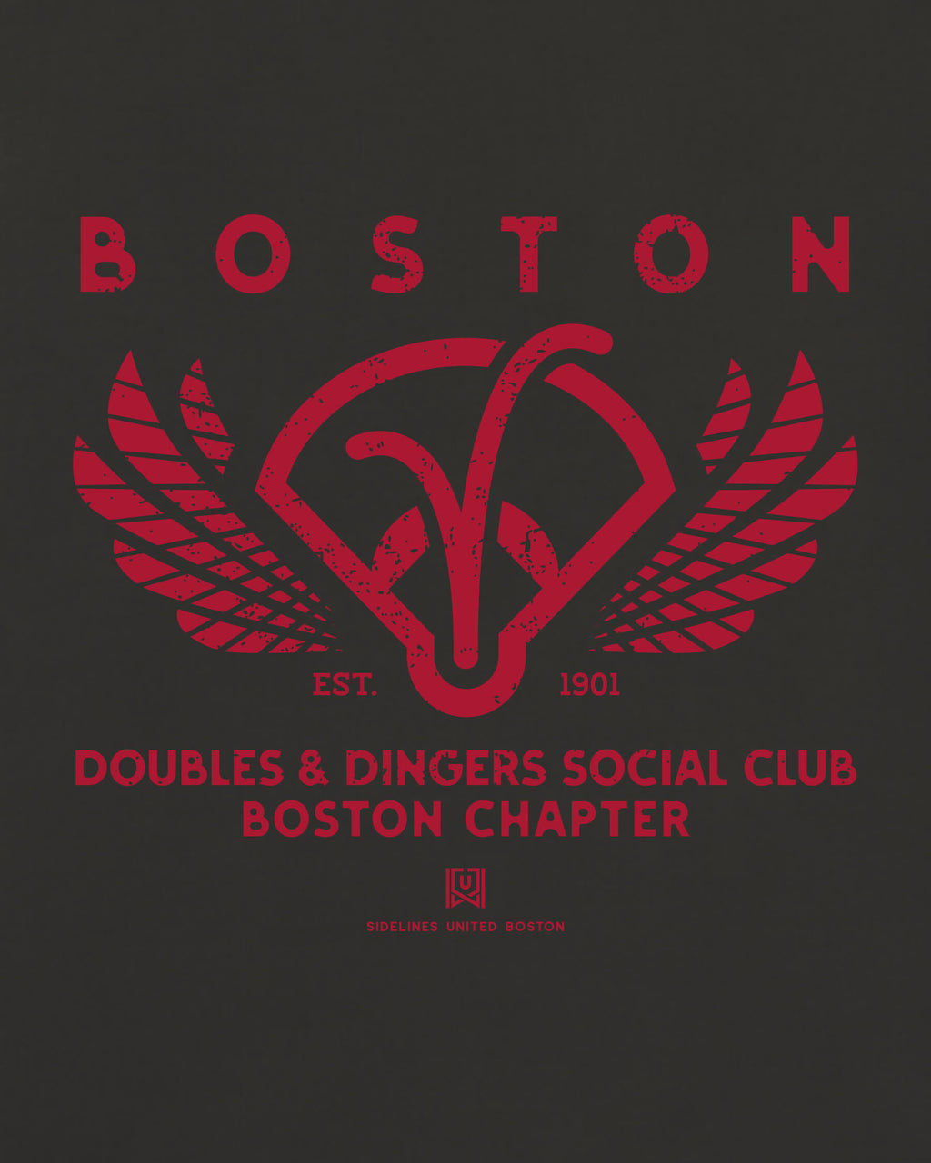BOS Doubles & Dingers Tee - Washed Black / Red - Zoom