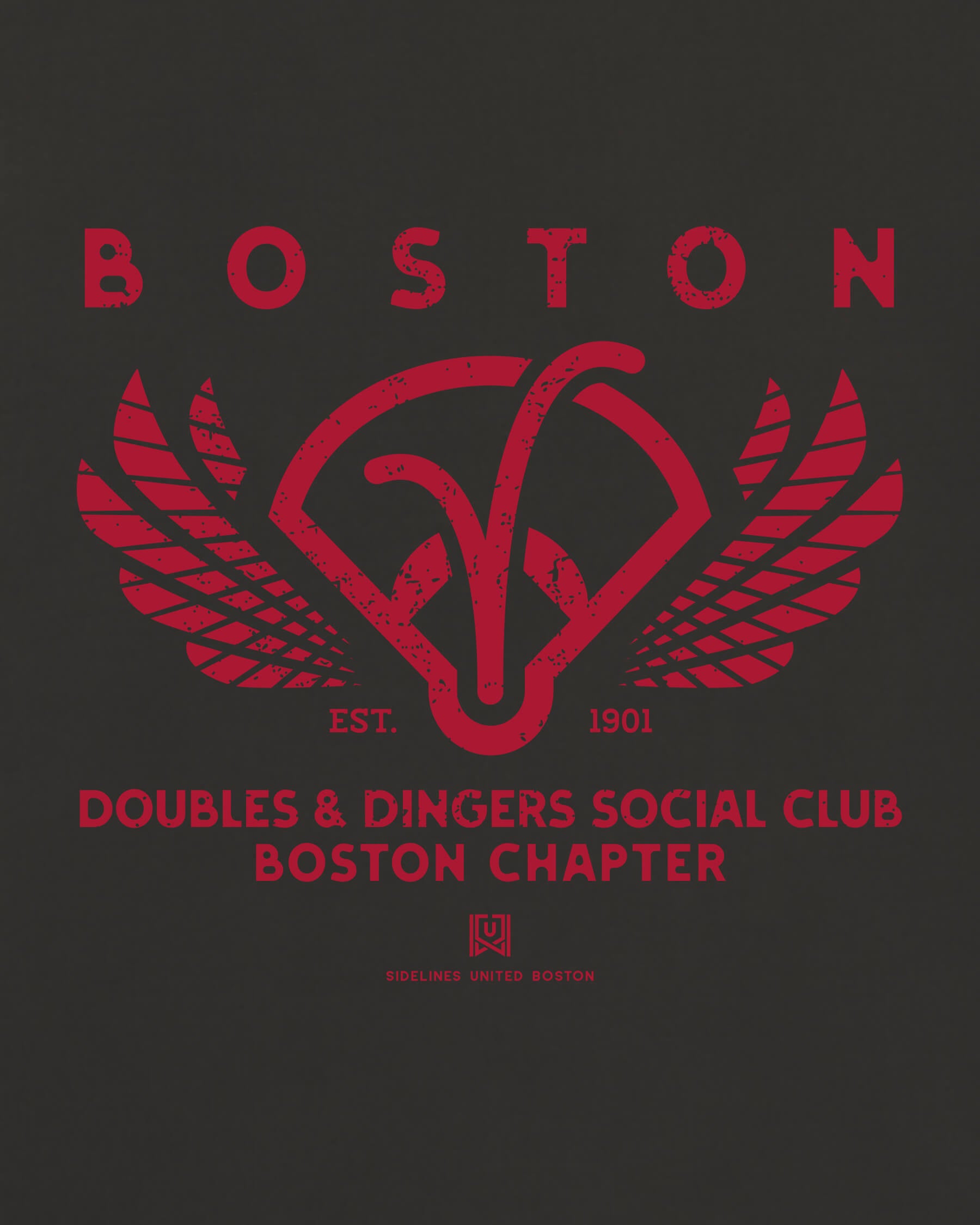 BOS Doubles & Dingers Tee - Washed Black / Red - Zoom