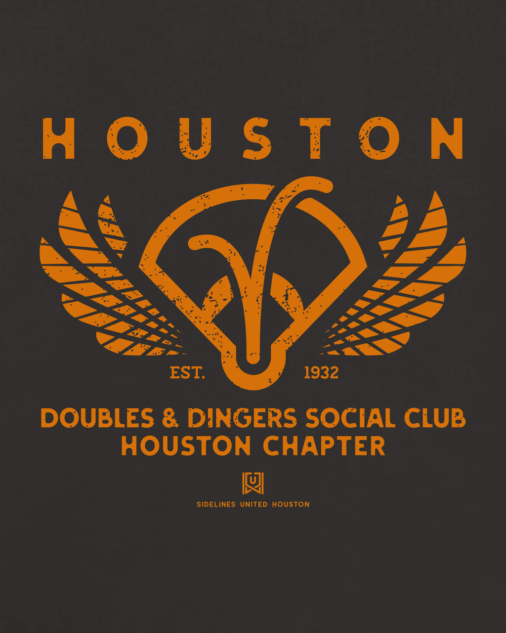 HOU Doubles & Dingers Tee - Washed Black / Orange - Zoom