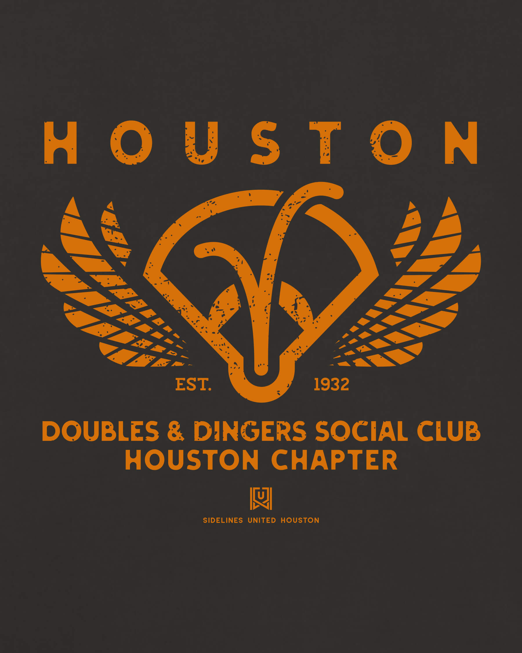 HOU Doubles & Dingers Tee - Washed Black / Orange - Zoom