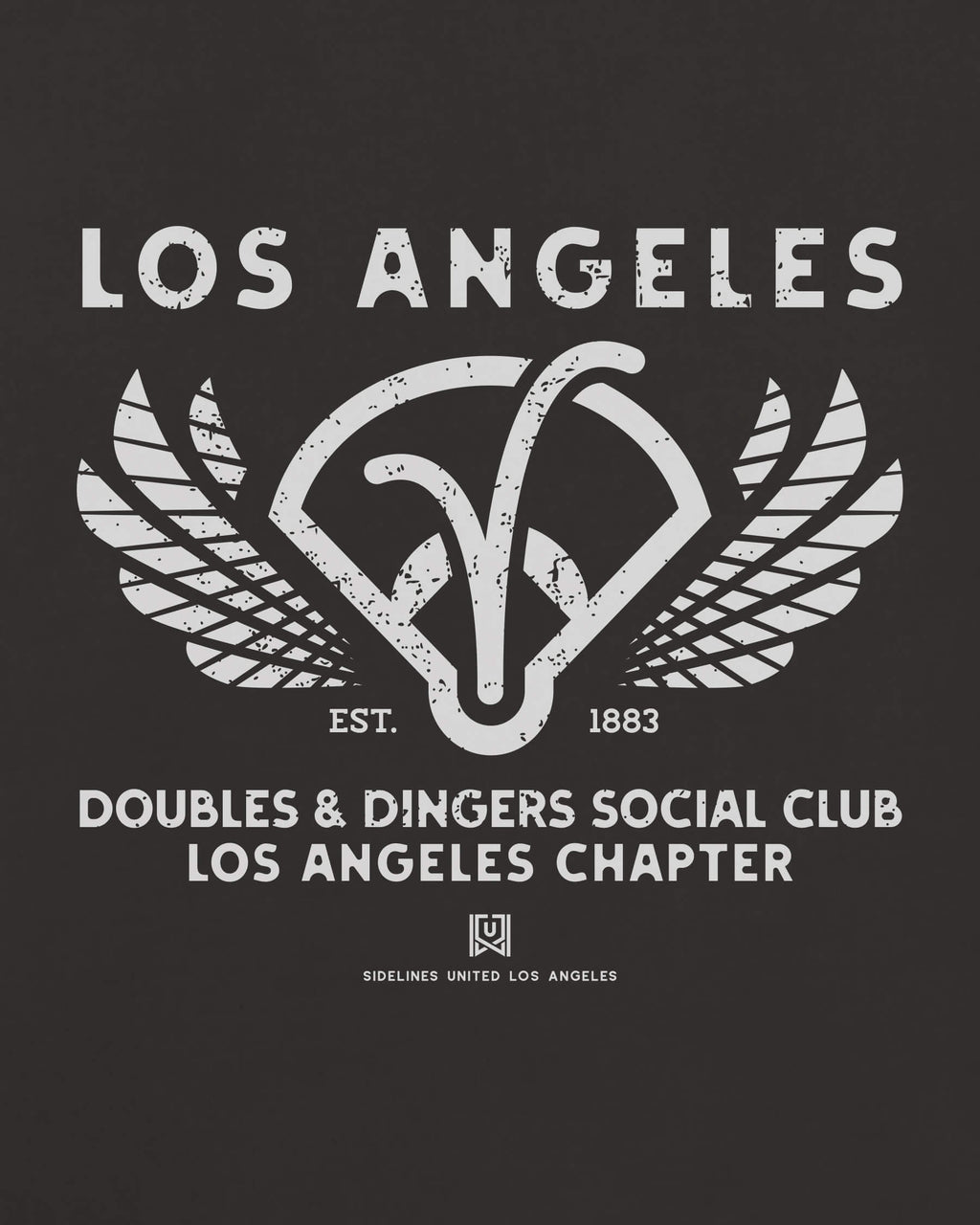 LA Doubles & Dingers Tee - Washed Black / White - Zoom