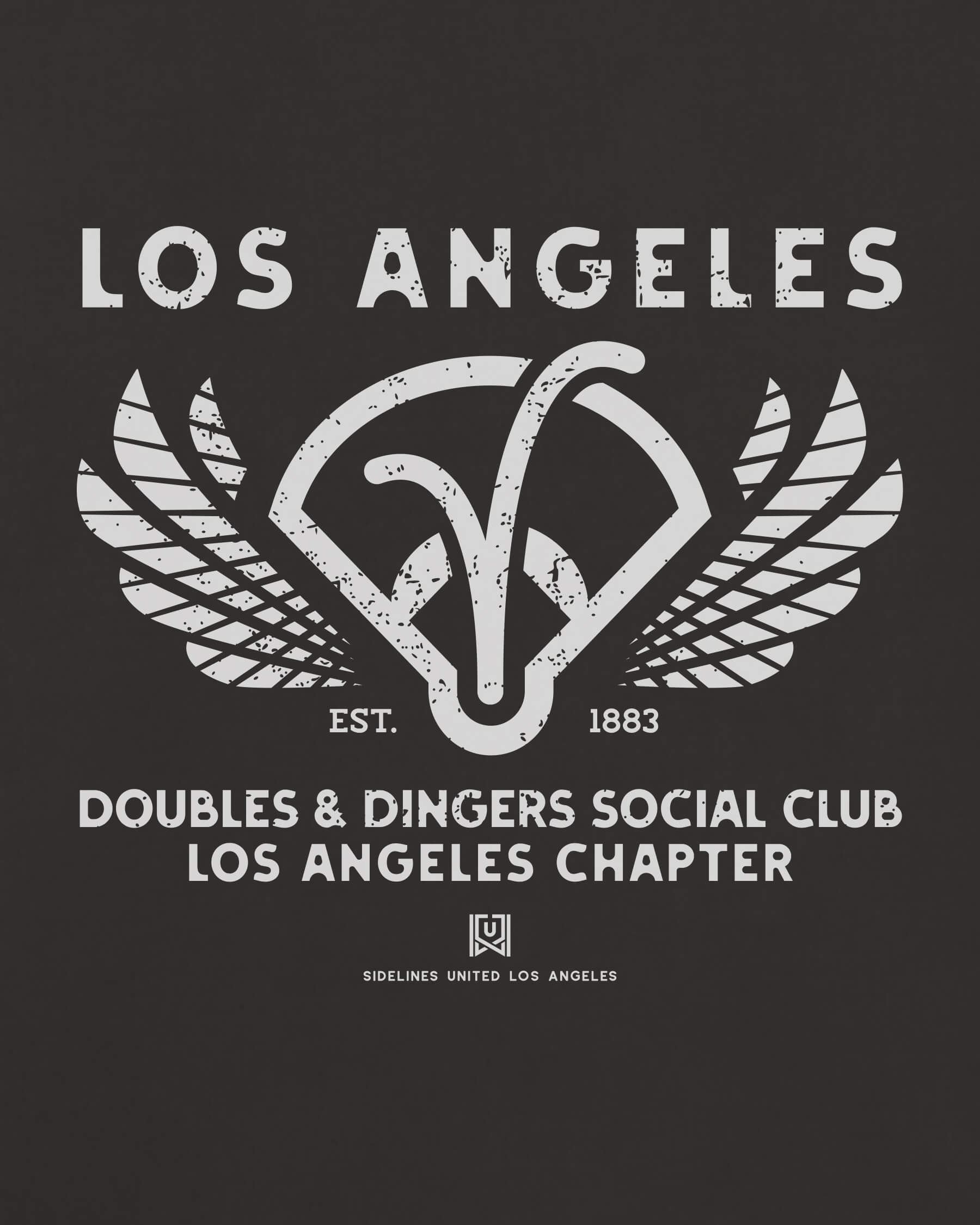 LA Doubles & Dingers Tee - Washed Black / White - Zoom