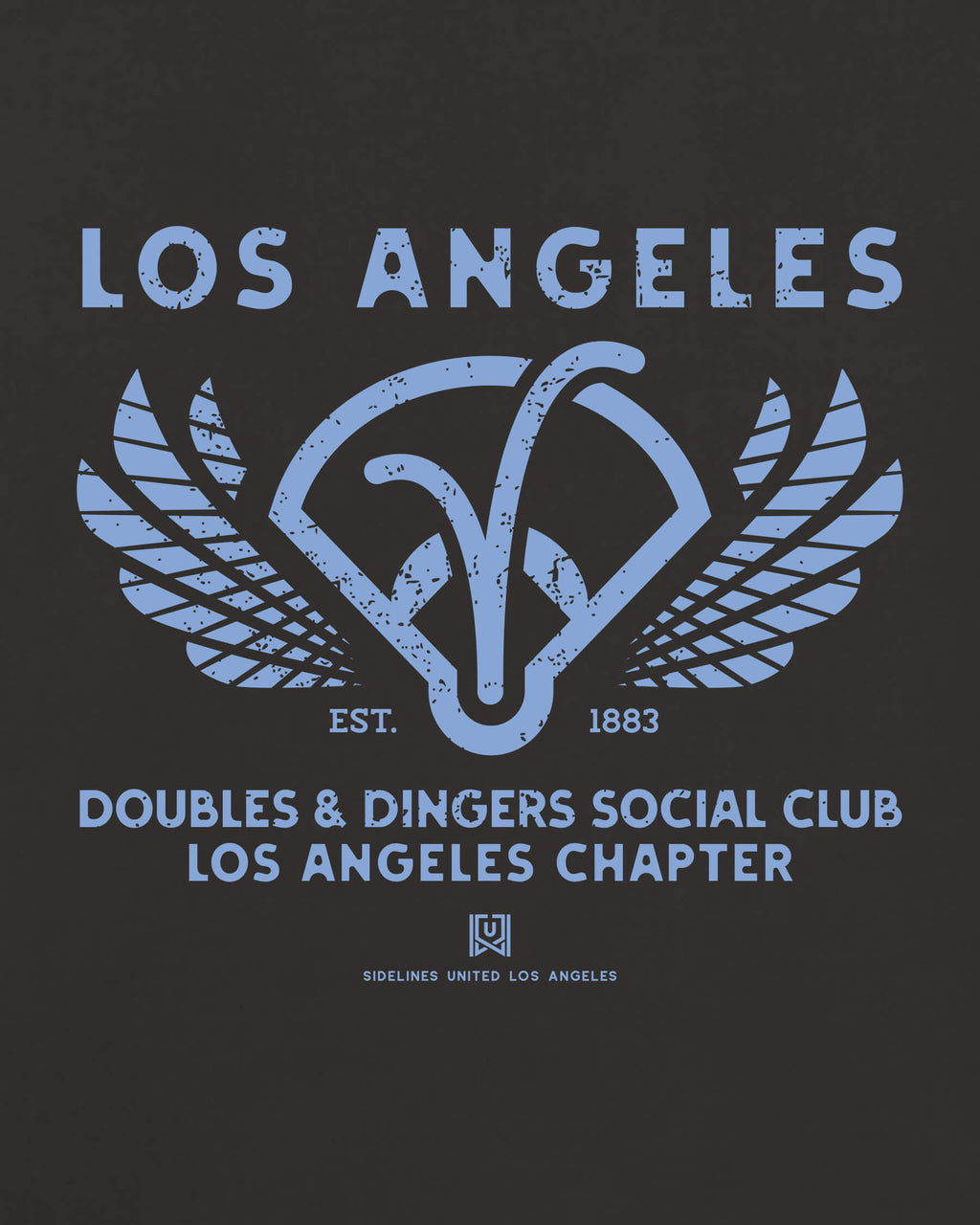 LA Doubles & Dingers Tee - Washed Black / Blue - Zoom