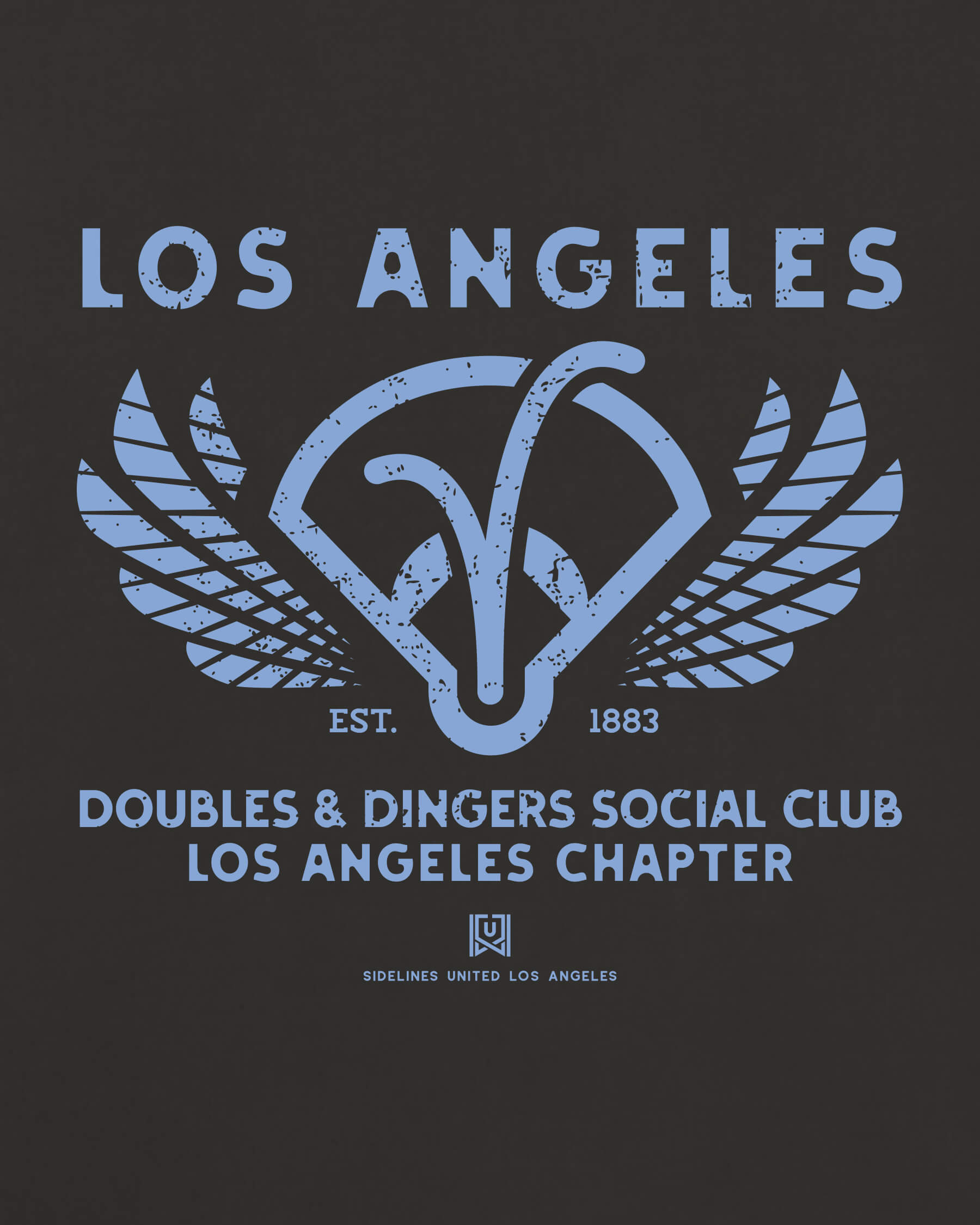 LA Doubles & Dingers Tee - Washed Black / Blue - Zoom