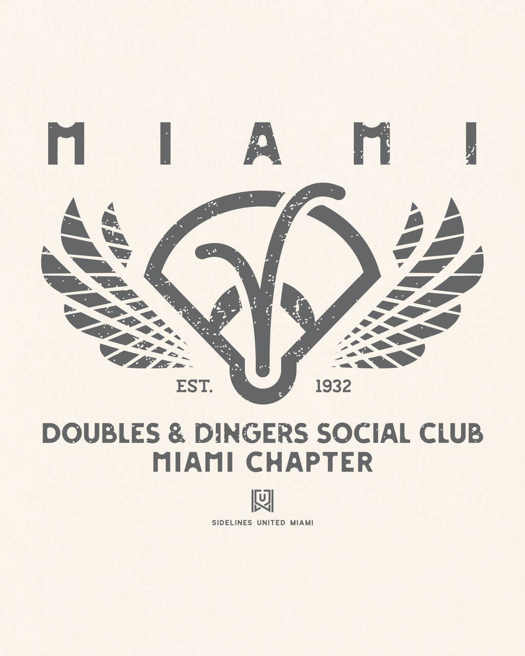 MIA Doubles & Dingers Tee - Vintage White - Zoom