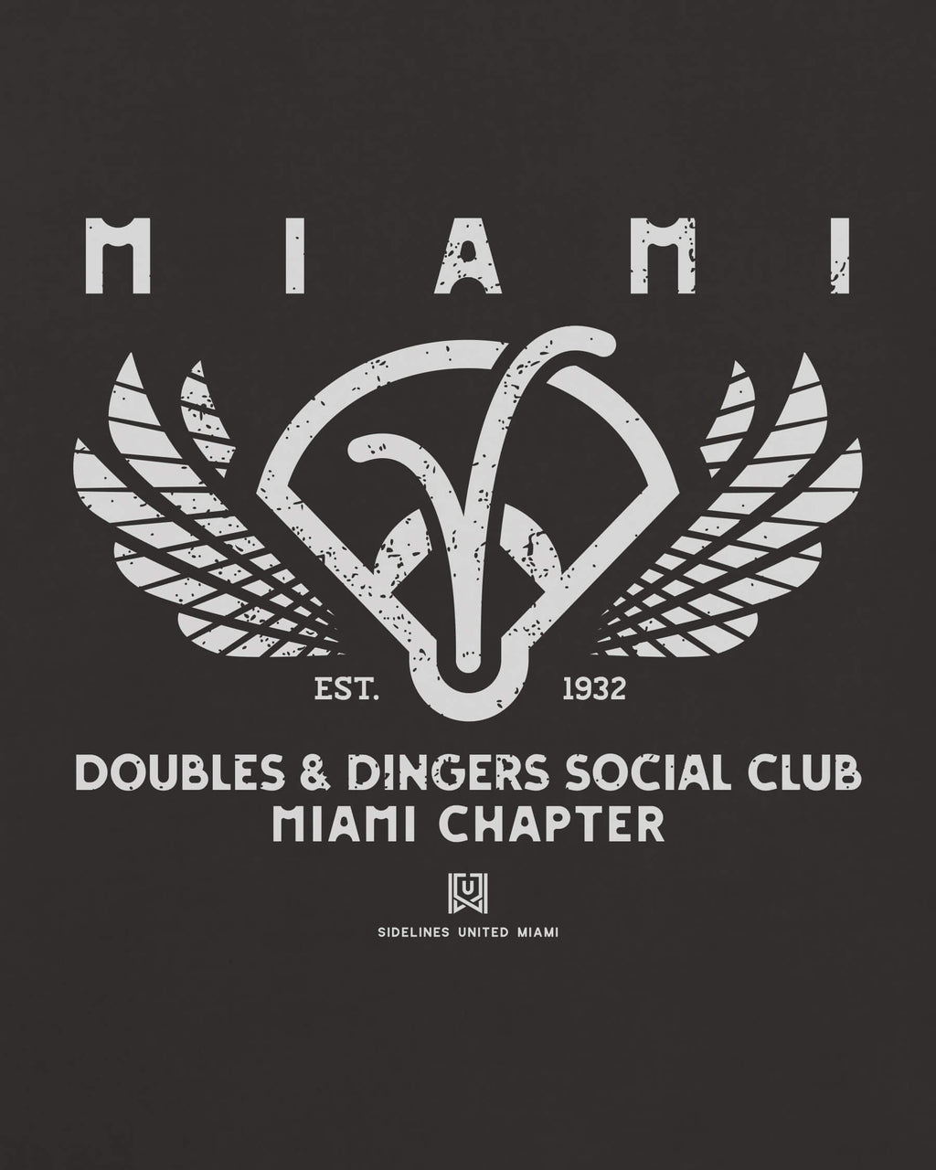 MIA Doubles & Dingers Tee - Washed Black / White - Zoom