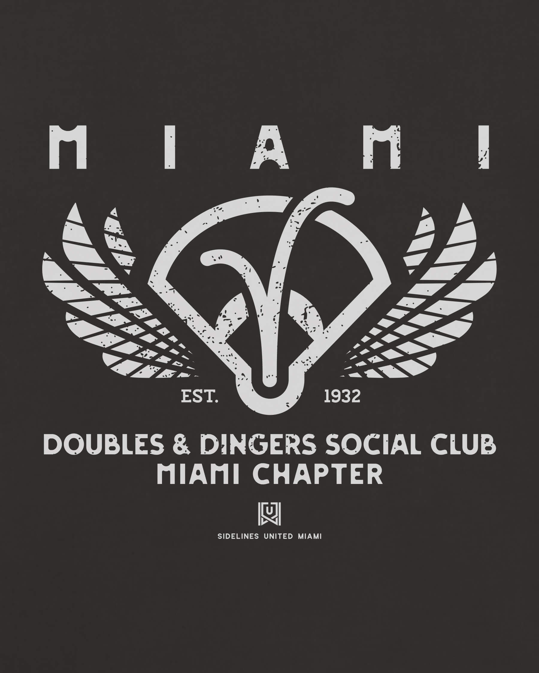 MIA Doubles & Dingers Tee - Washed Black / White - Zoom