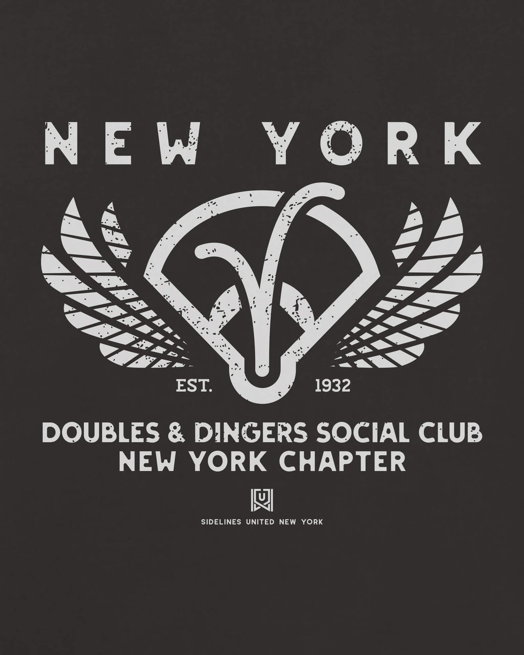 NY Doubles & Dingers Tee - Washed Black / White - Zoom