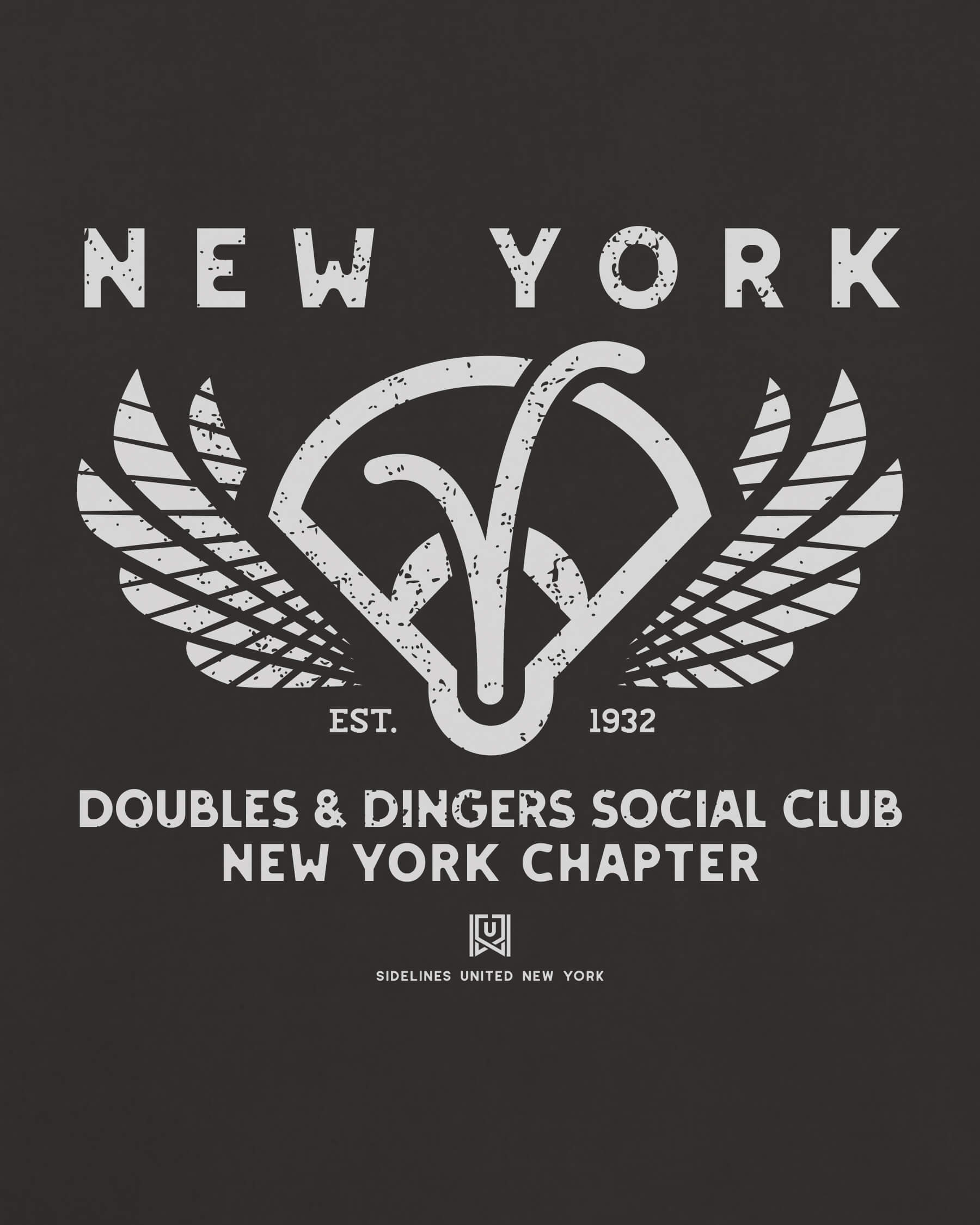 NY Doubles & Dingers Tee - Washed Black / White - Zoom