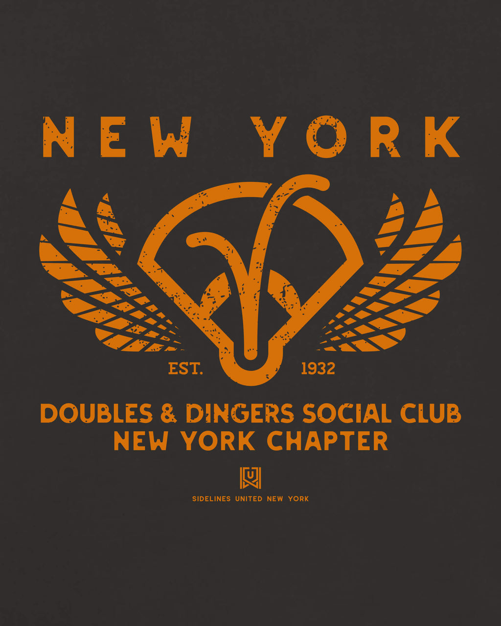 NY Doubles & Dingers Tee - Washed Black / Orange - Zoom