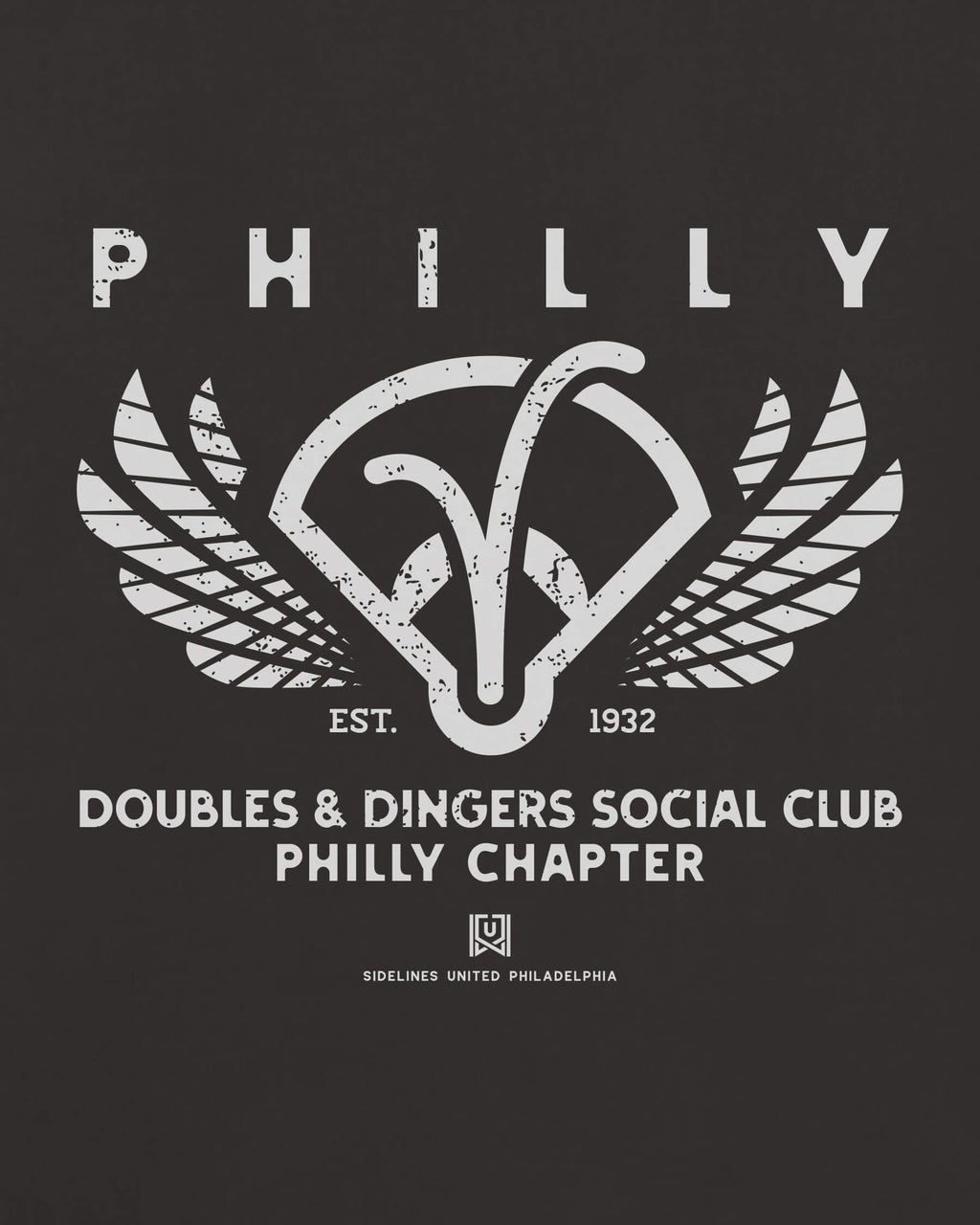 Philly Doubles & Dingers Tee - Washed Black / White - Zoom
