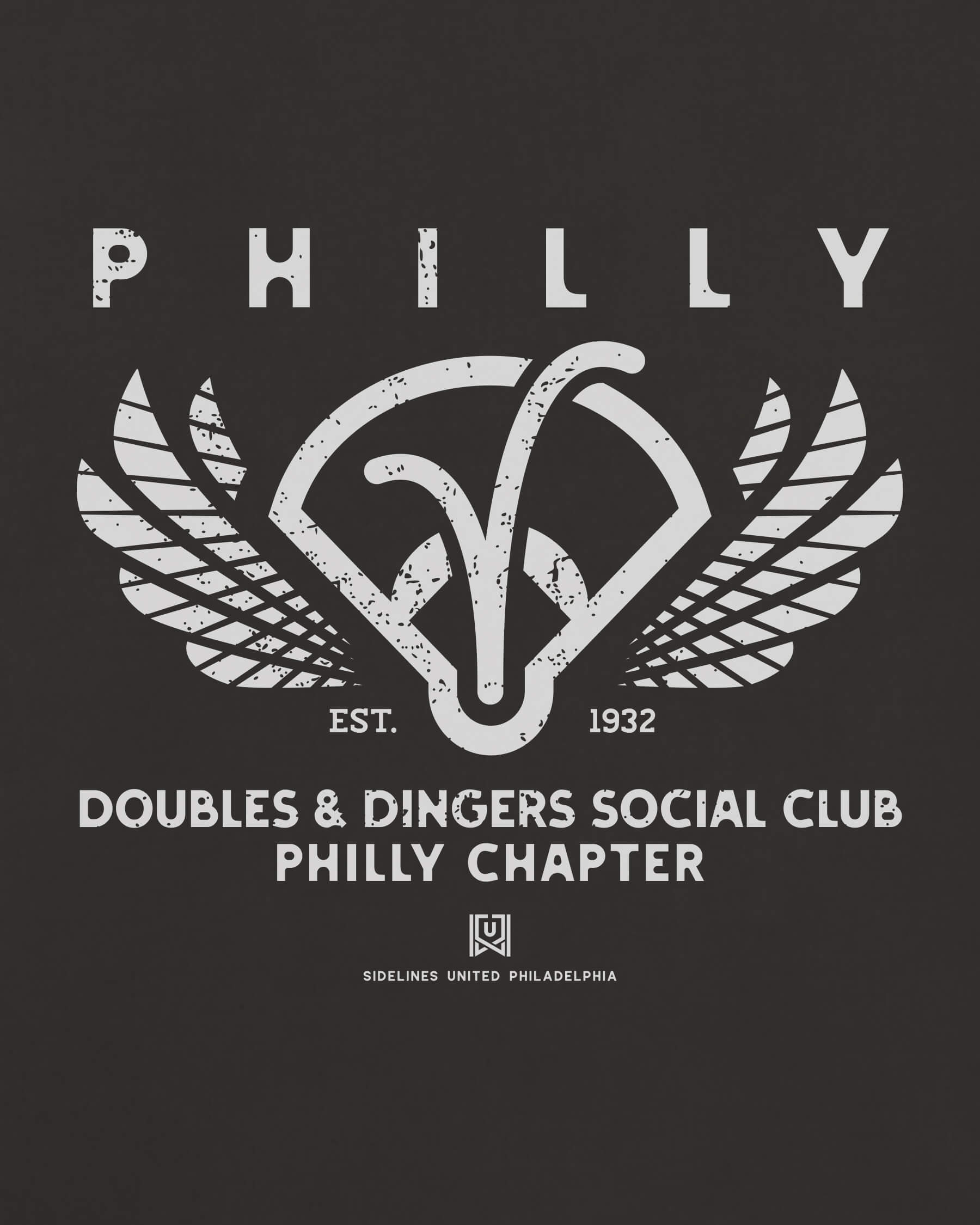 Philly Doubles & Dingers Tee - Washed Black / White - Zoom