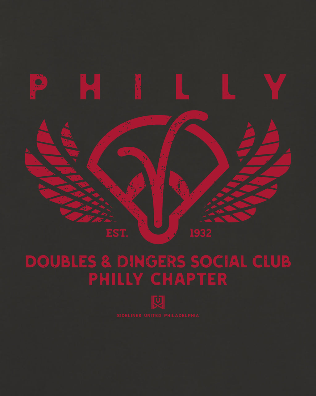 Philly Doubles & Dingers Tee - Washed Black / Red - Zoom