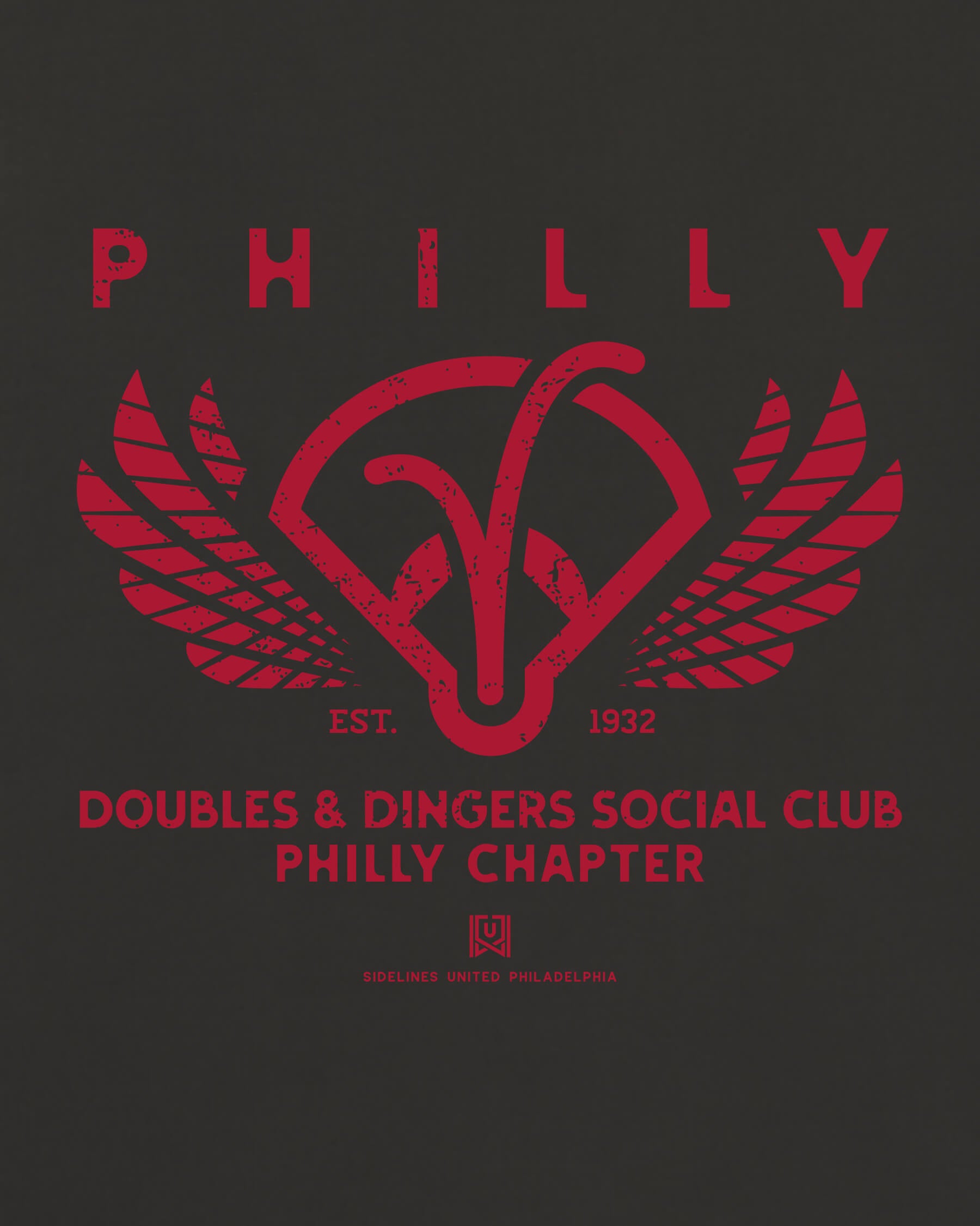 Philly Doubles & Dingers Tee - Washed Black / Red - Zoom