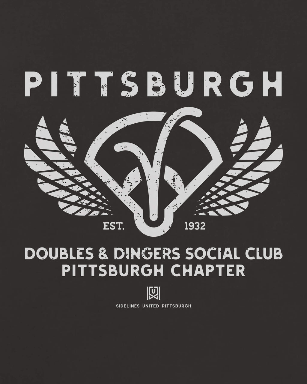 PGH Doubles & Dingers Tee - Washed Black / White - Zoom