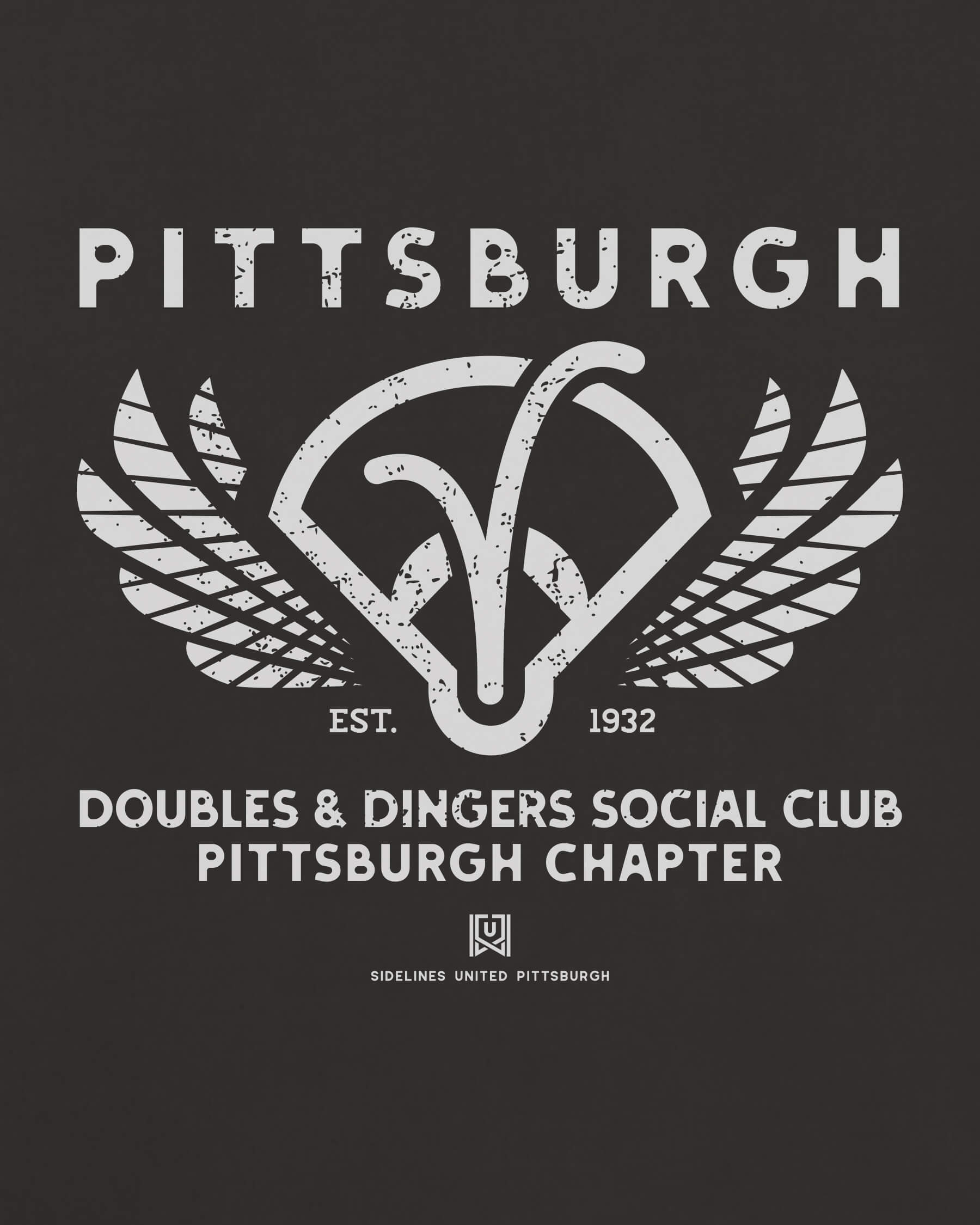PGH Doubles & Dingers Tee - Washed Black / White - Zoom
