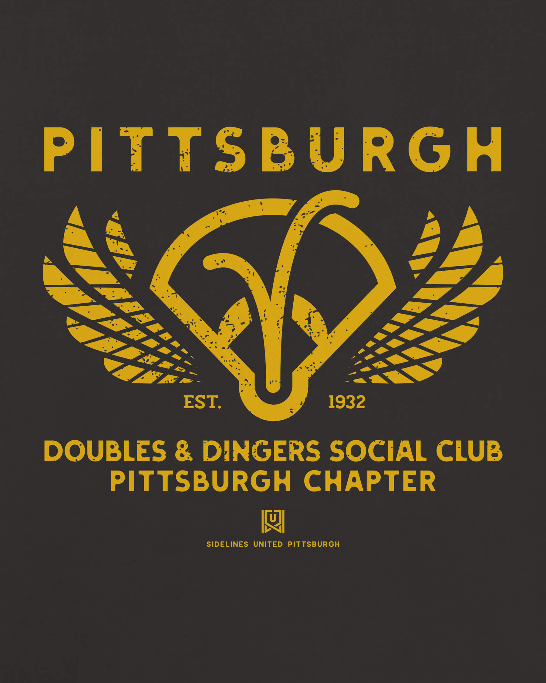 PGH Doubles & Dingers Tee - Washed Black / Gold - Zoom