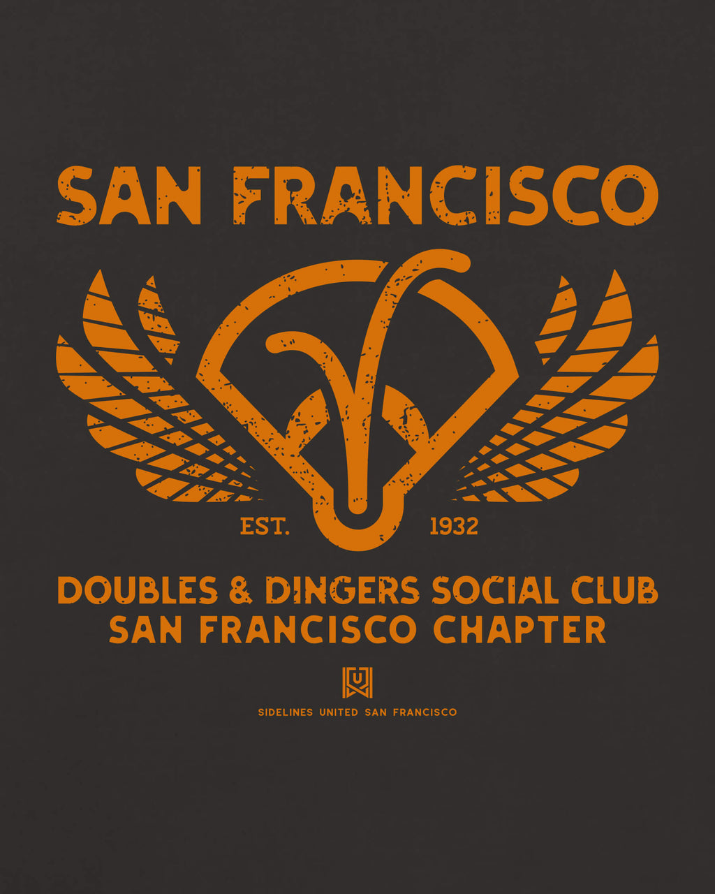 SF Doubles & Dingers Tee - Washed Black / Orange - Zoom