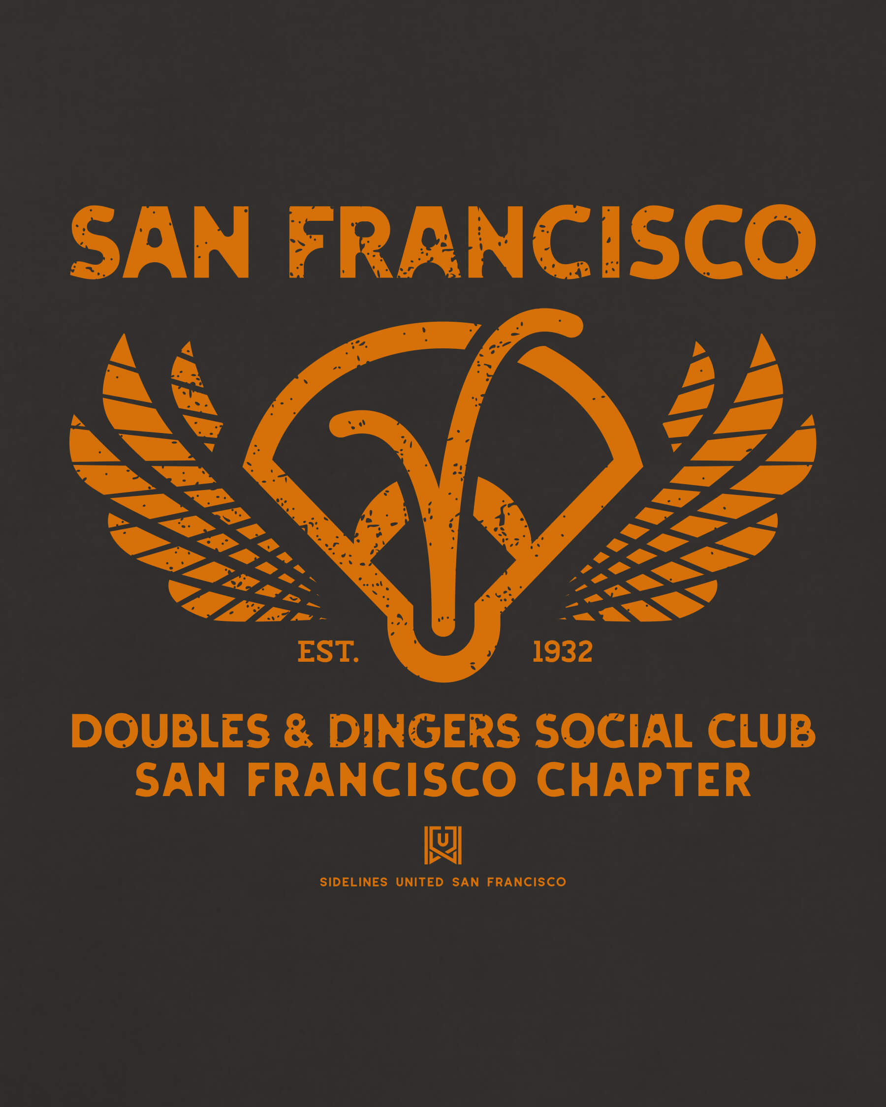 SF Doubles & Dingers Tee - Washed Black / Orange - Zoom