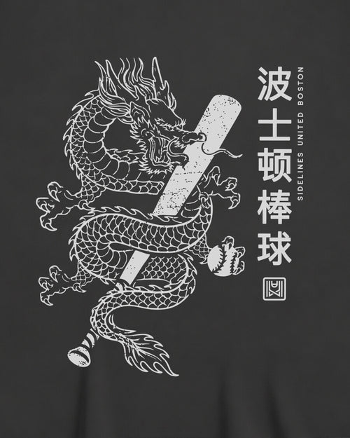 BOS Dragon Tee - Washed Black / White - Zoom