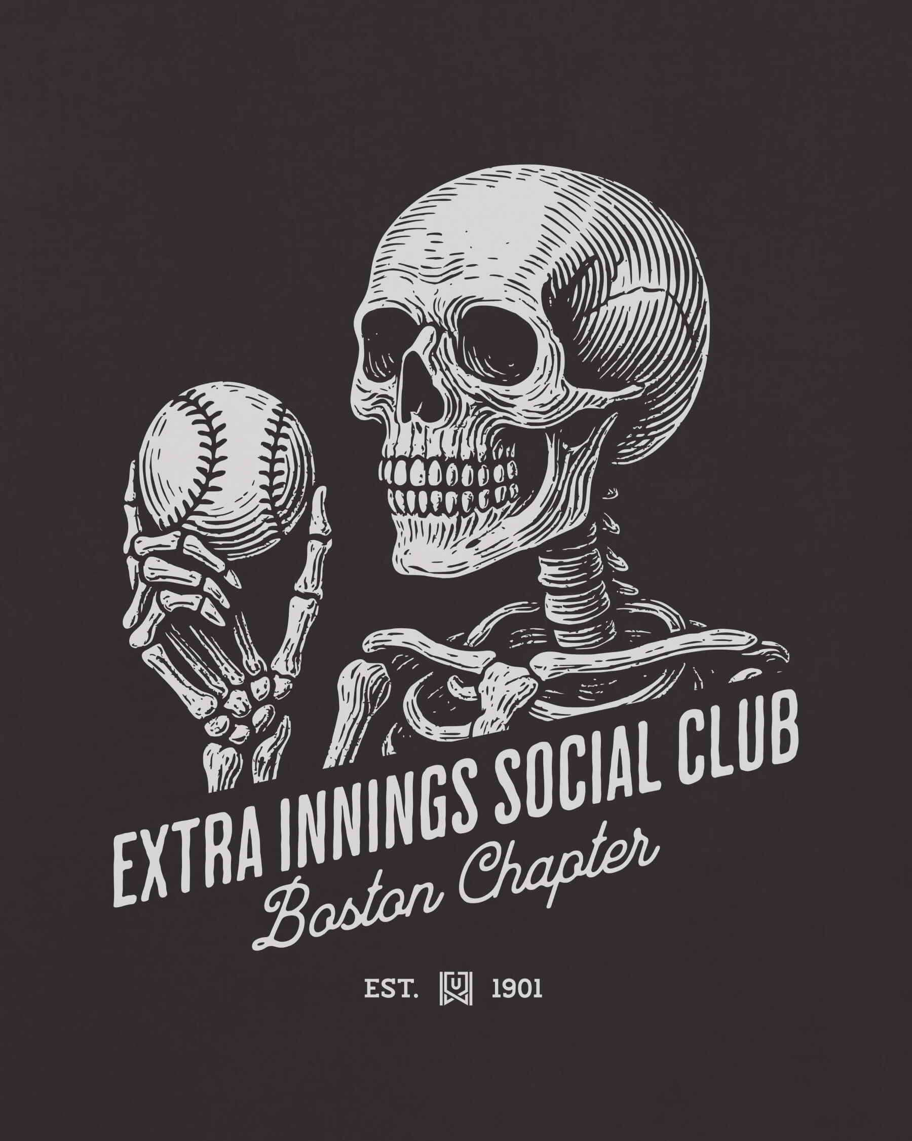 BOS Extra Innings Tee - Washed Black / White - Zoom