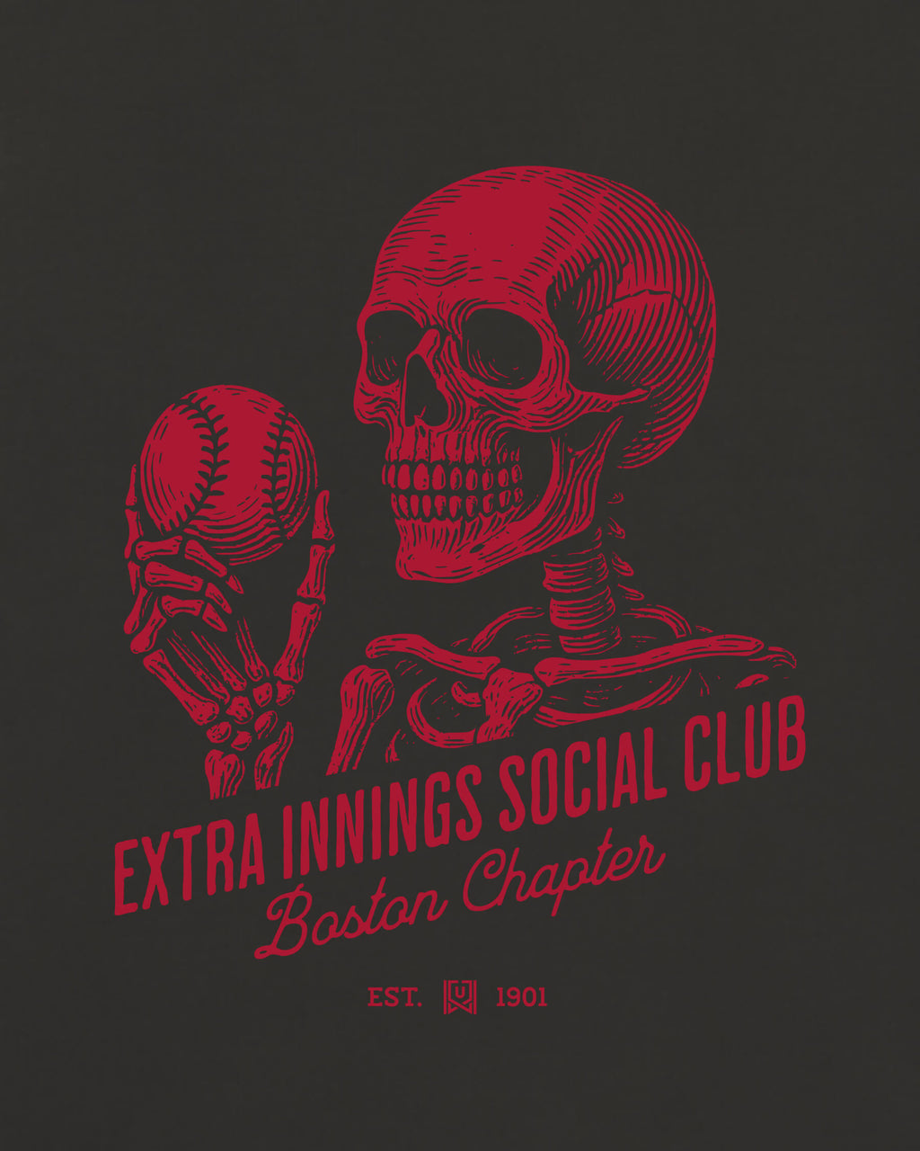 BOS Extra Innings Tee - Washed Black / Red - Zoom