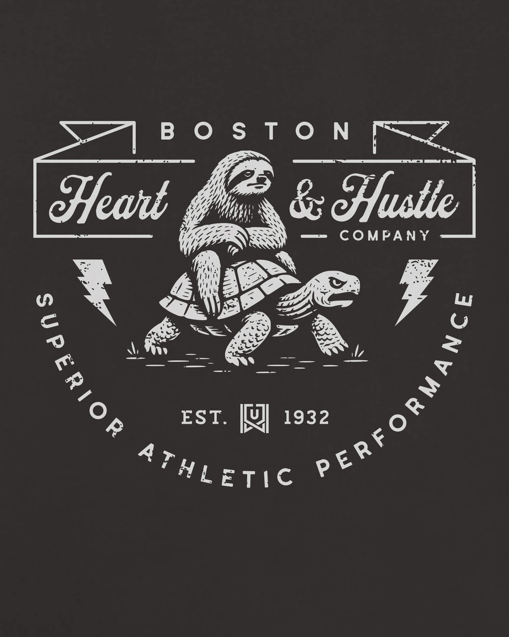 BOS Heart & Hustle Tee - Washed Black / White - Zoom