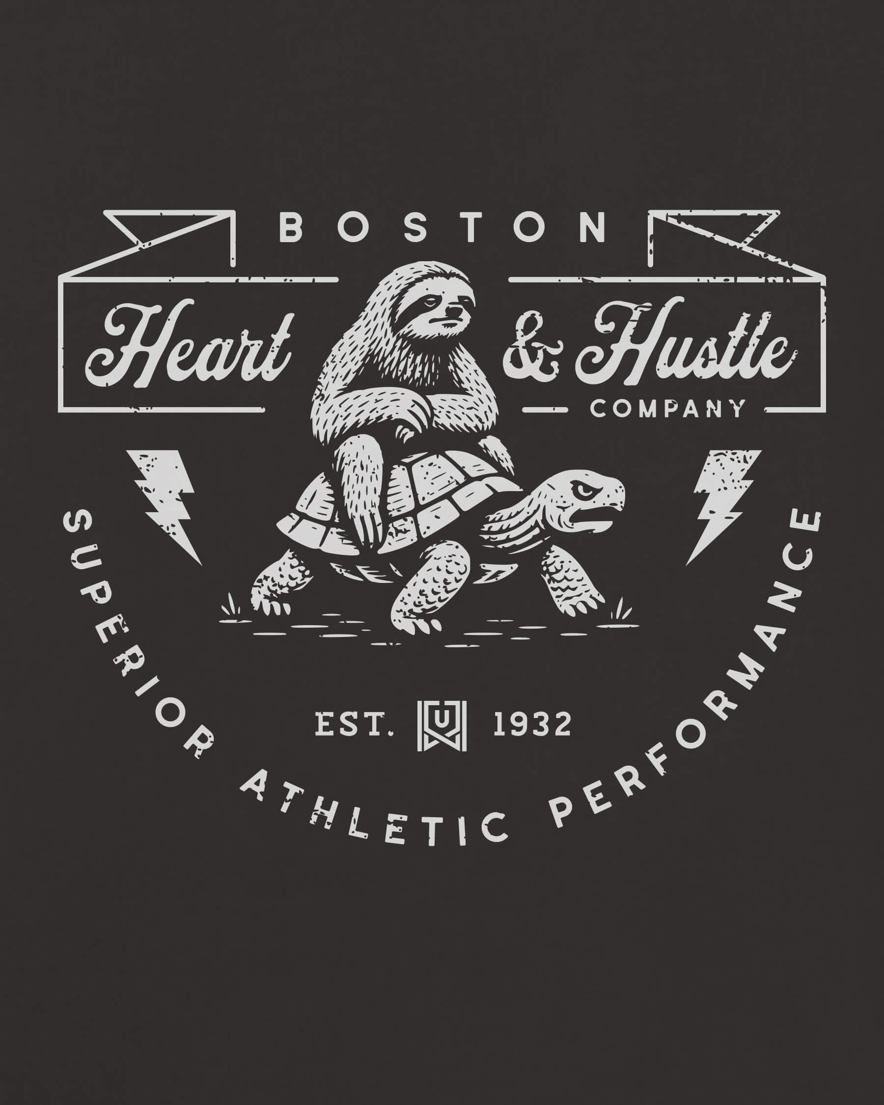 BOS Heart & Hustle Tee - Washed Black / White - Zoom