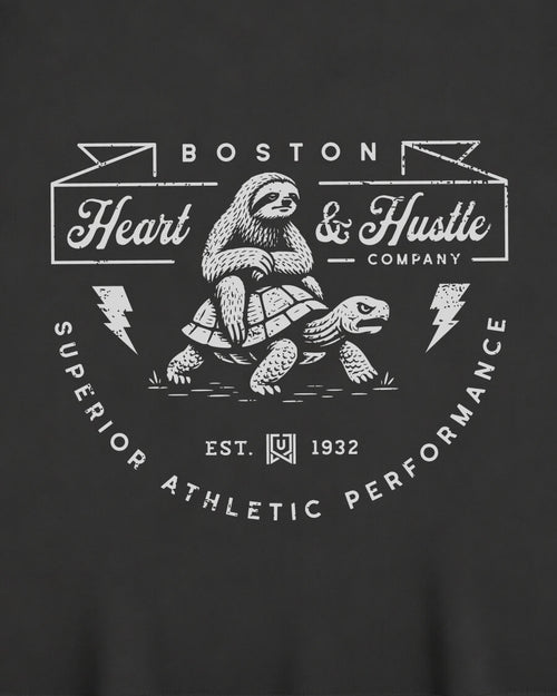 BOS Heart & Hustle Tee - Washed Black / White - Zoom