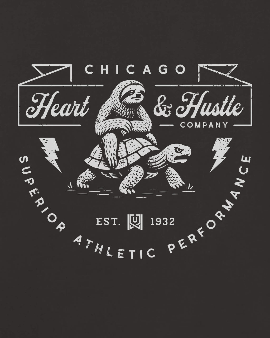 CHI Heart & Hustle Tee - Washed Black / White - Zoom