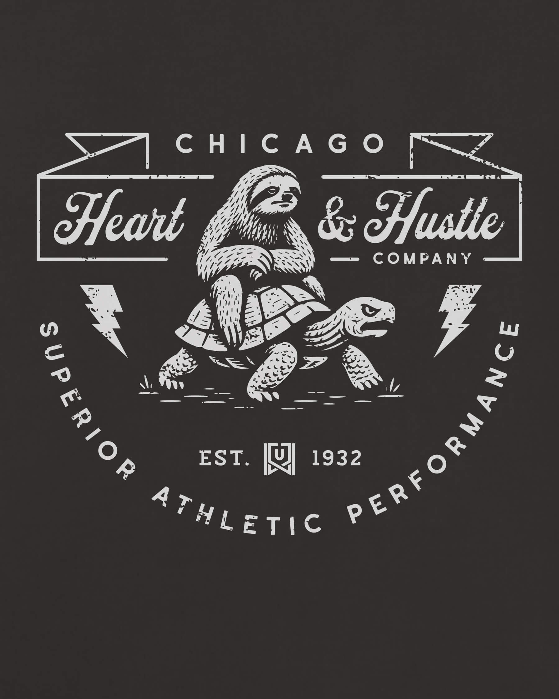 CHI Heart & Hustle Tee - Washed Black / White - Zoom