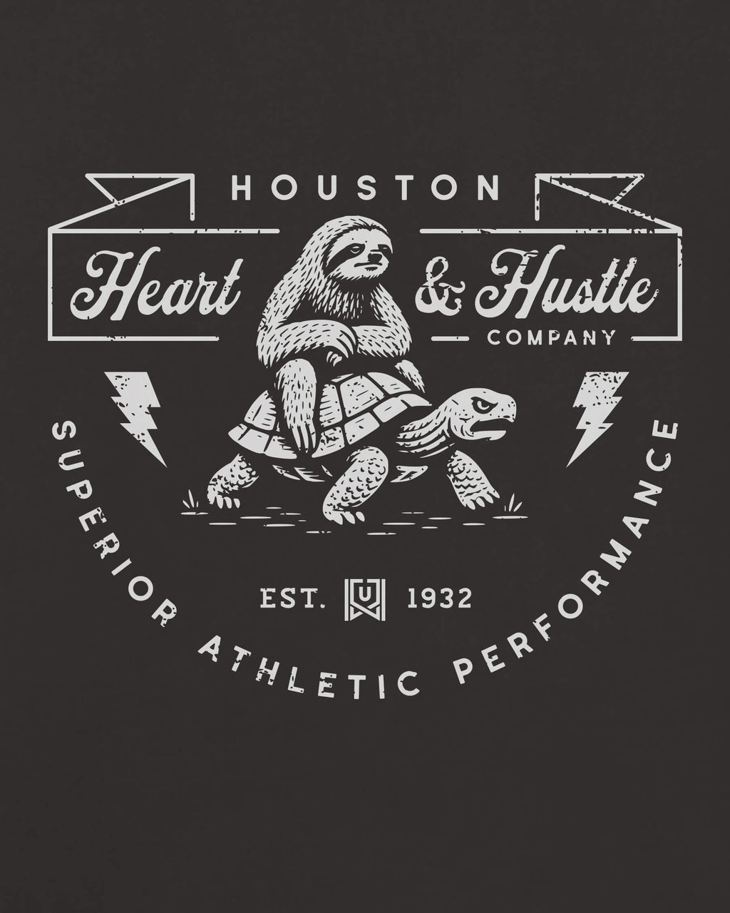 HOU Heart & Hustle Tee - Washed Black / White - Zoom