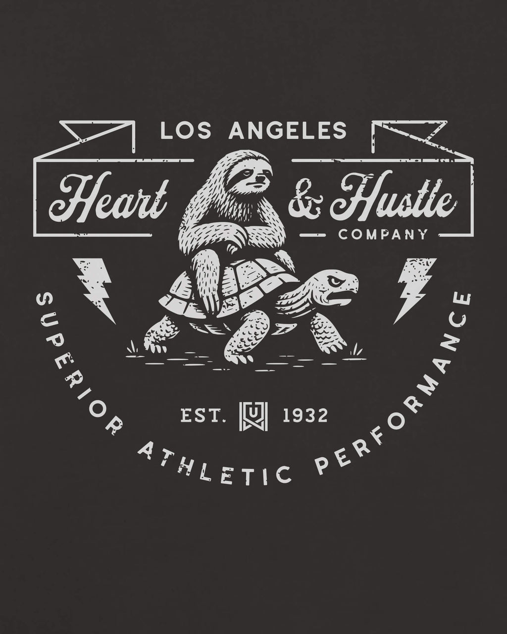 LA Heart & Hustle Tee - Washed Black / White - Zoom