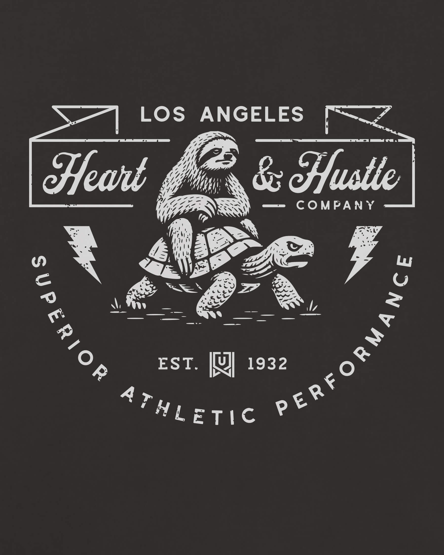 LA Heart & Hustle Tee - Washed Black / White - Zoom