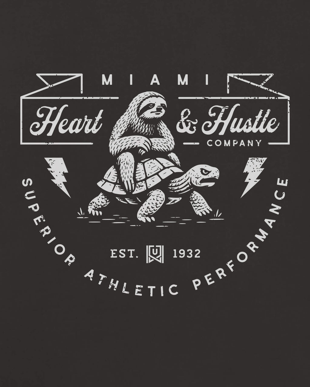 MIA Heart & Hustle Tee - Washed Black / White - Zoom