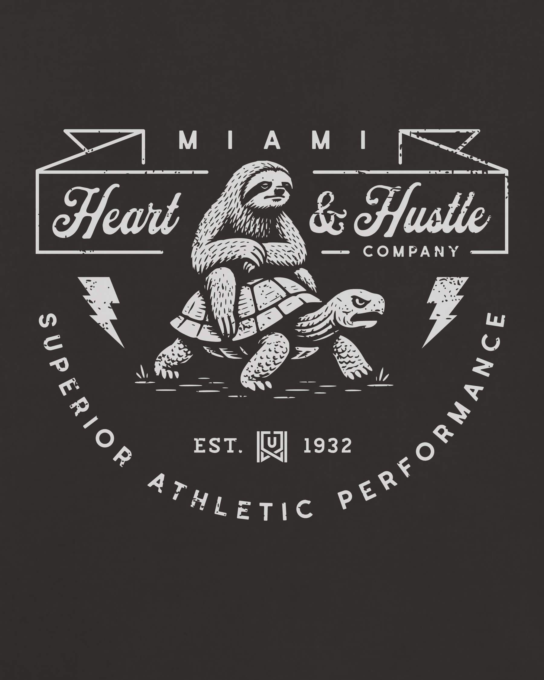 MIA Heart & Hustle Tee - Washed Black / White - Zoom
