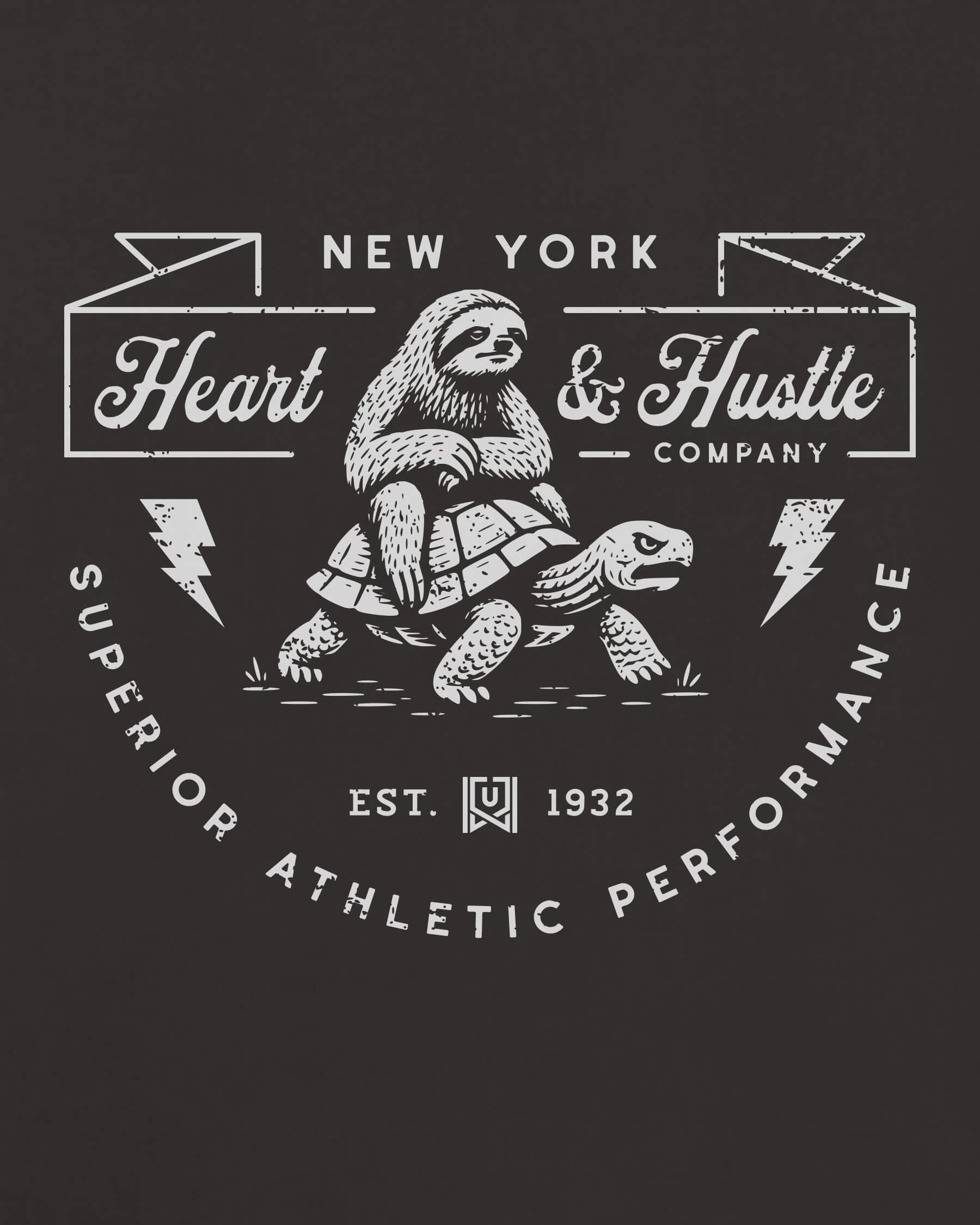NY Heart & Hustle Tee - Washed Black / White - Zoom