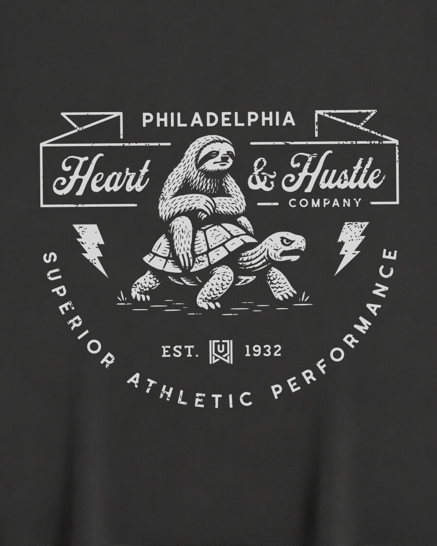 Philly Heart & Hustle Tee - Washed Black / White - Zoom
